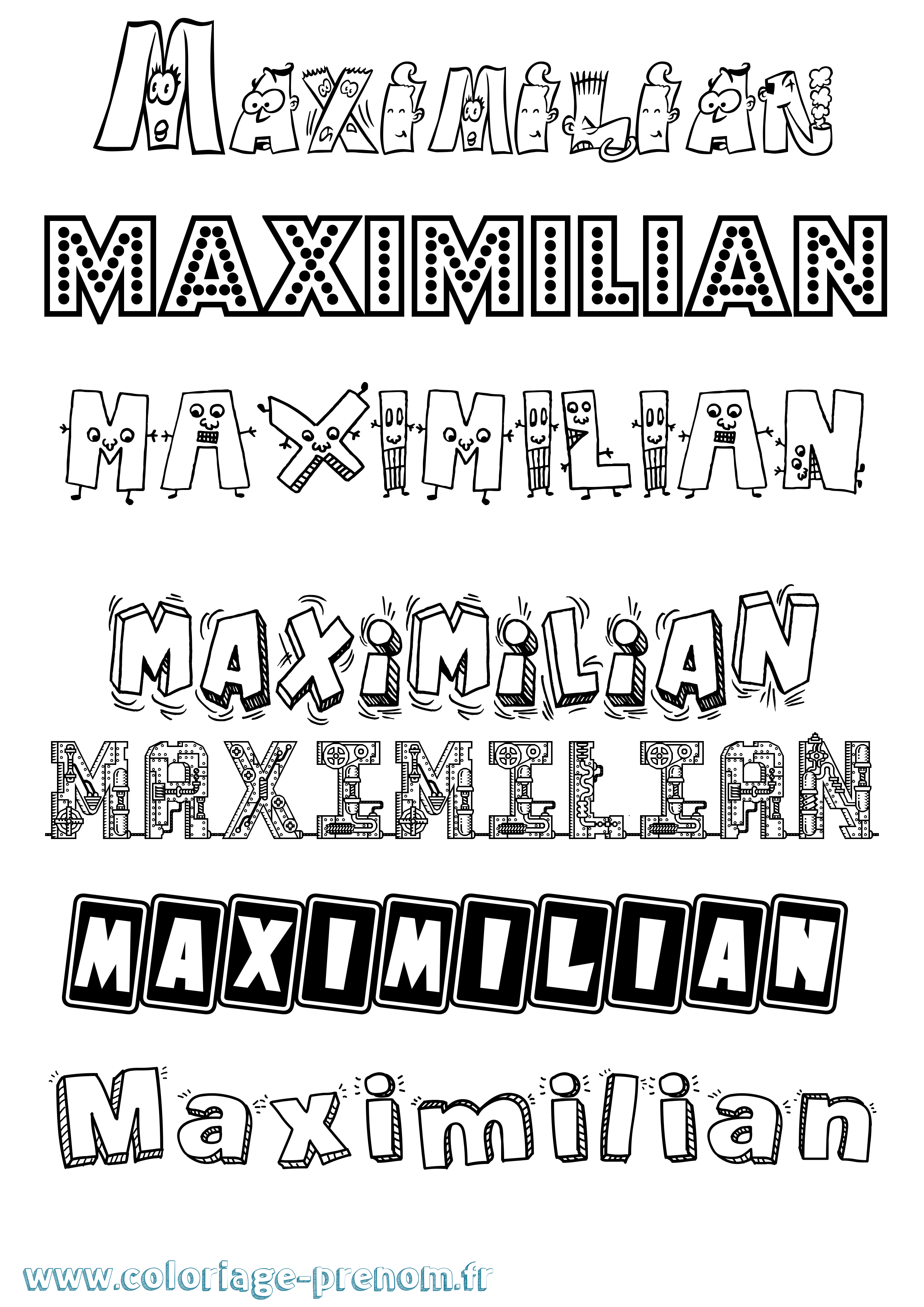 Coloriage prénom Maximilian Fun