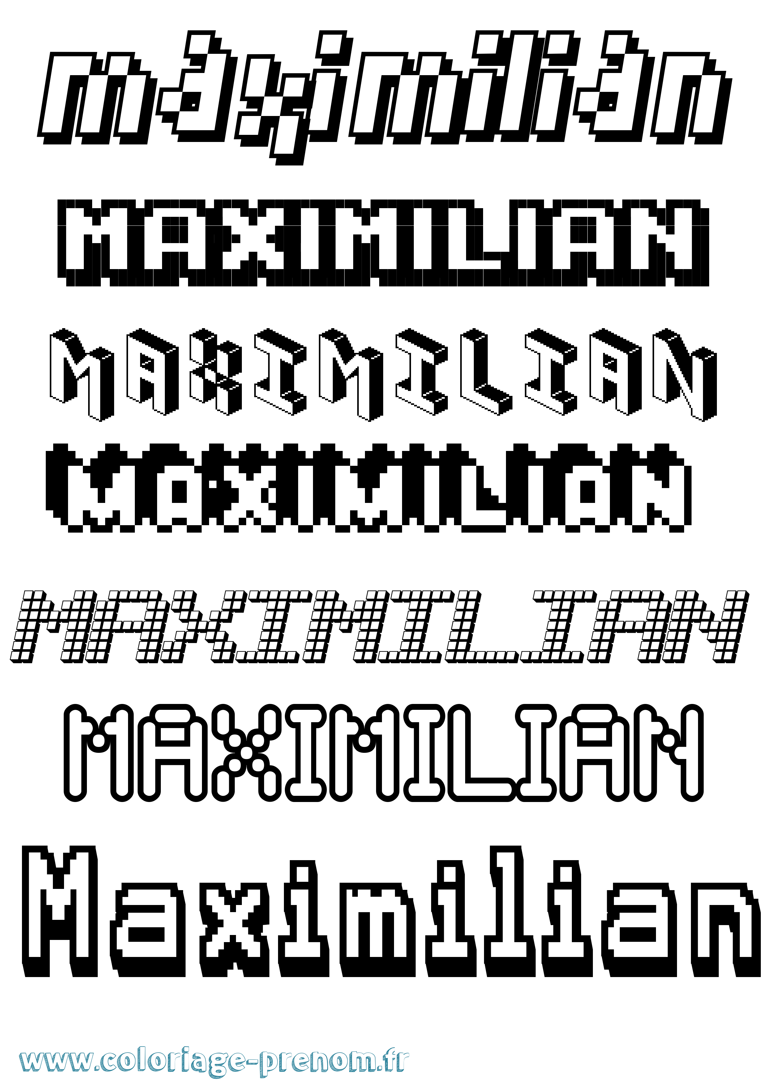 Coloriage prénom Maximilian Pixel