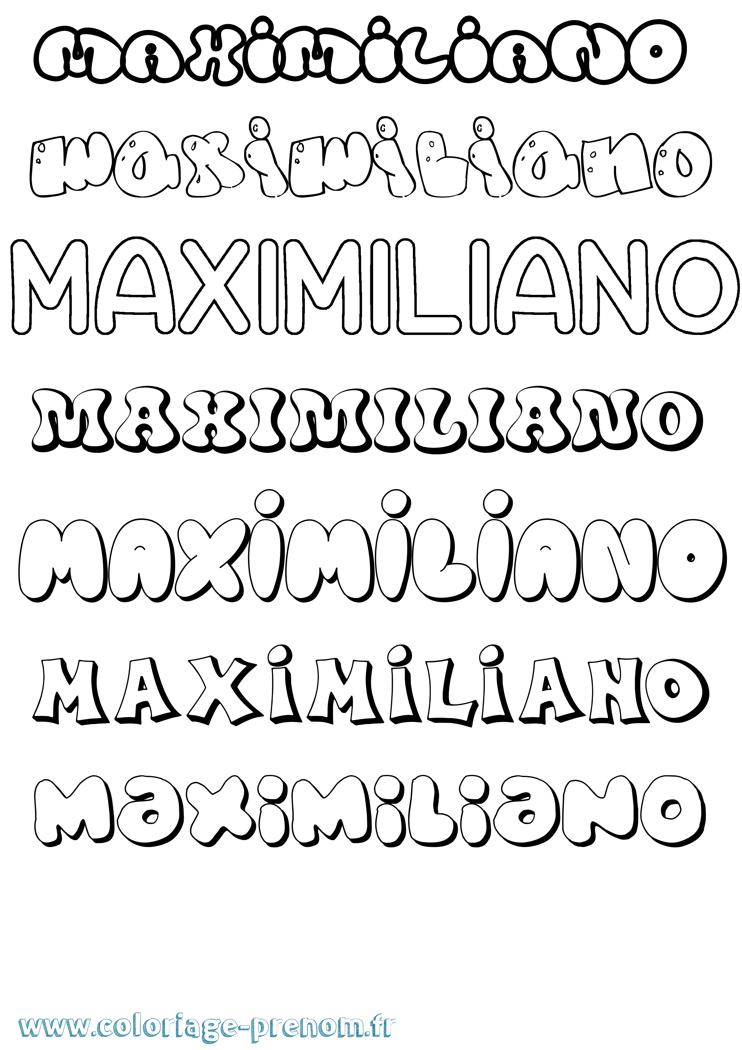 Coloriage prénom Maximiliano Bubble