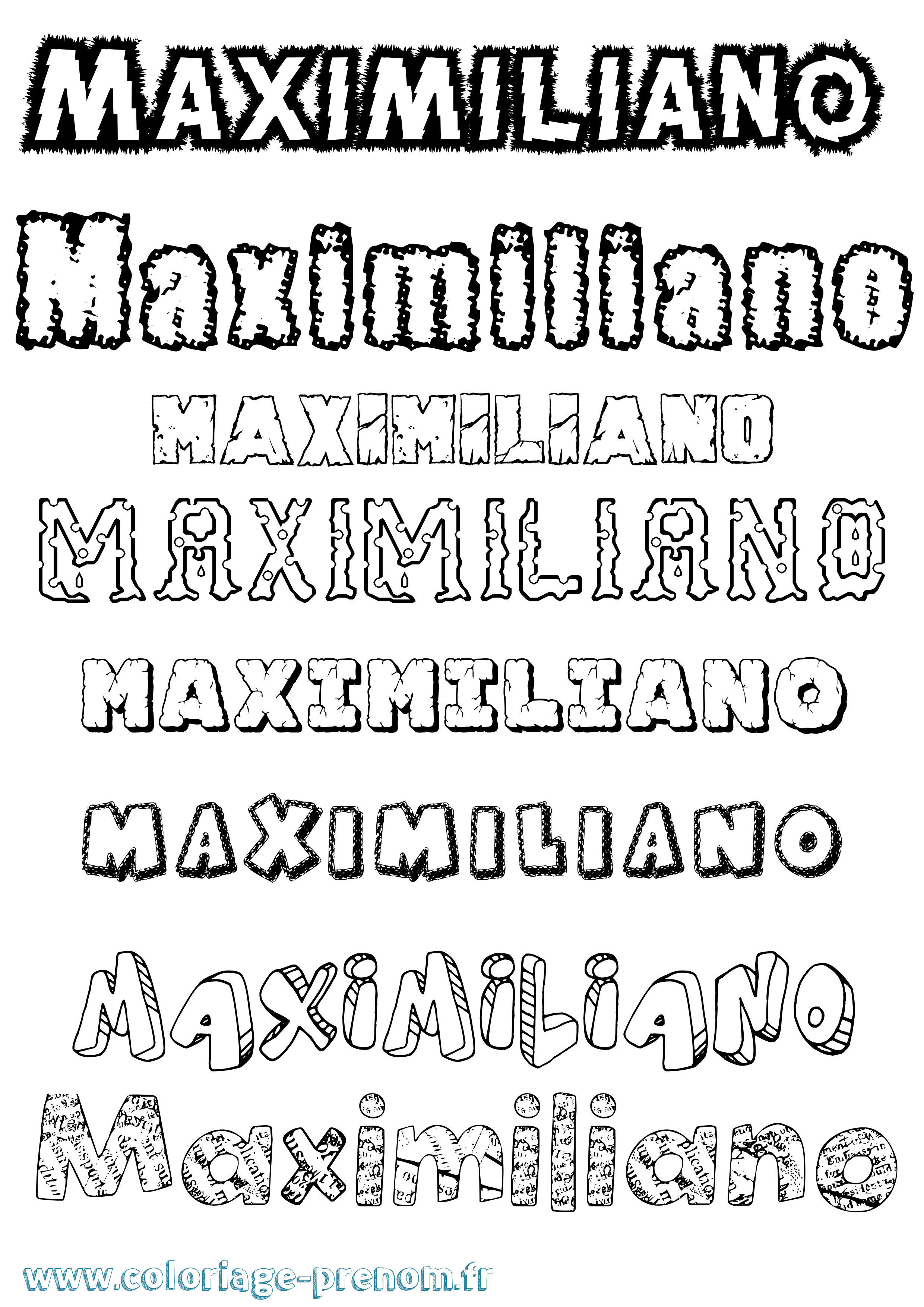 Coloriage prénom Maximiliano Destructuré