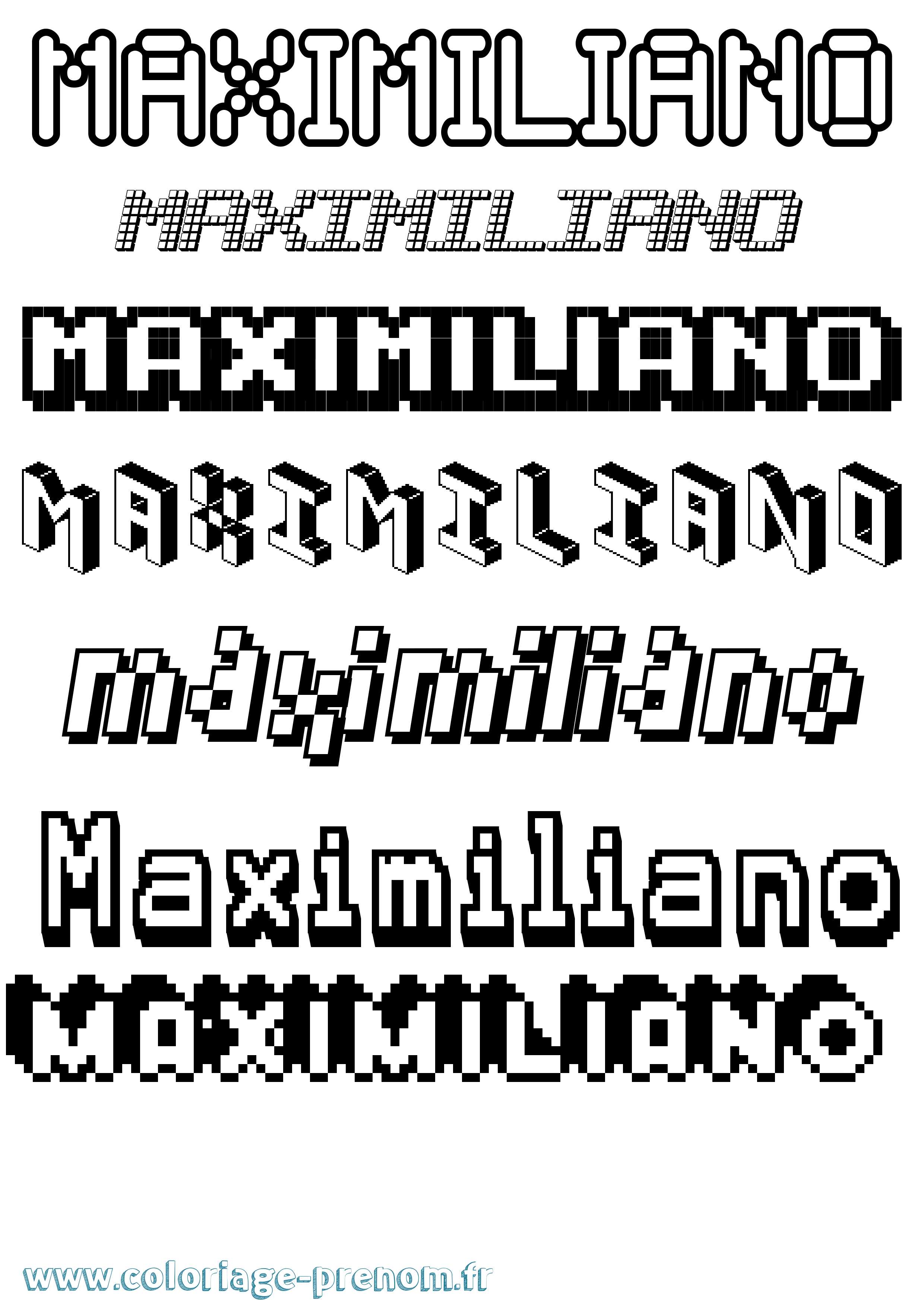 Coloriage prénom Maximiliano Pixel