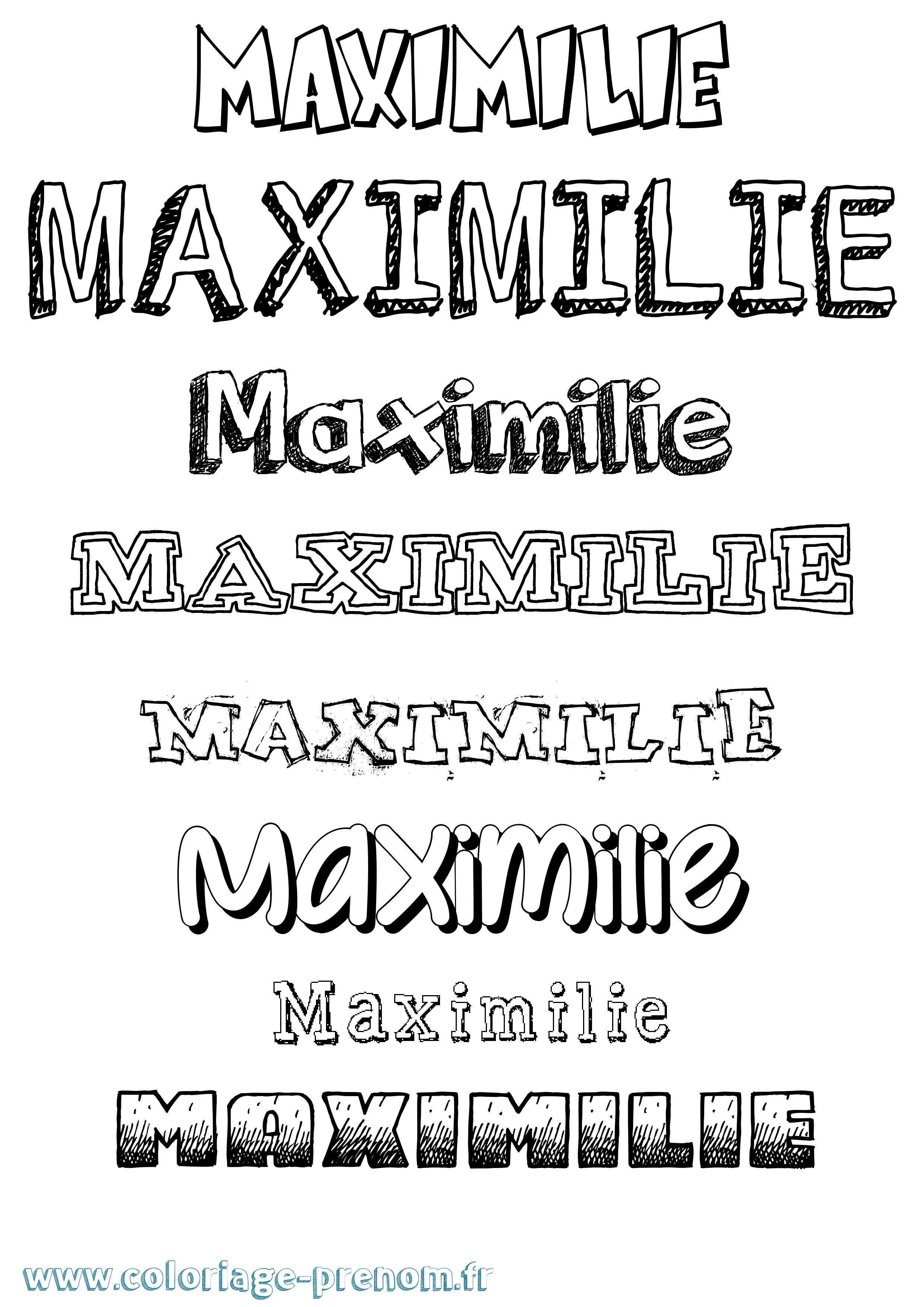 Coloriage prénom Maximilie Dessiné