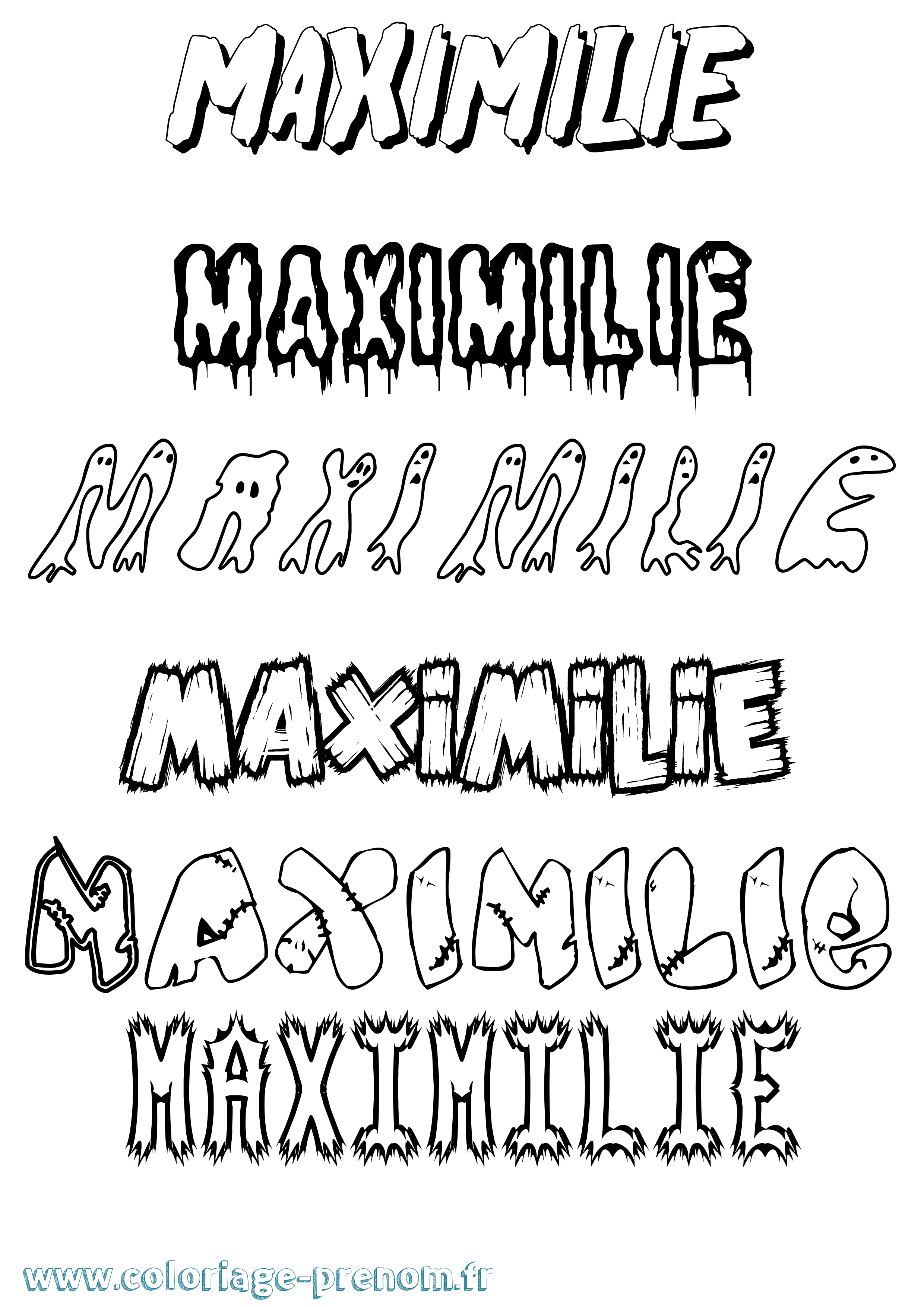 Coloriage prénom Maximilie Frisson