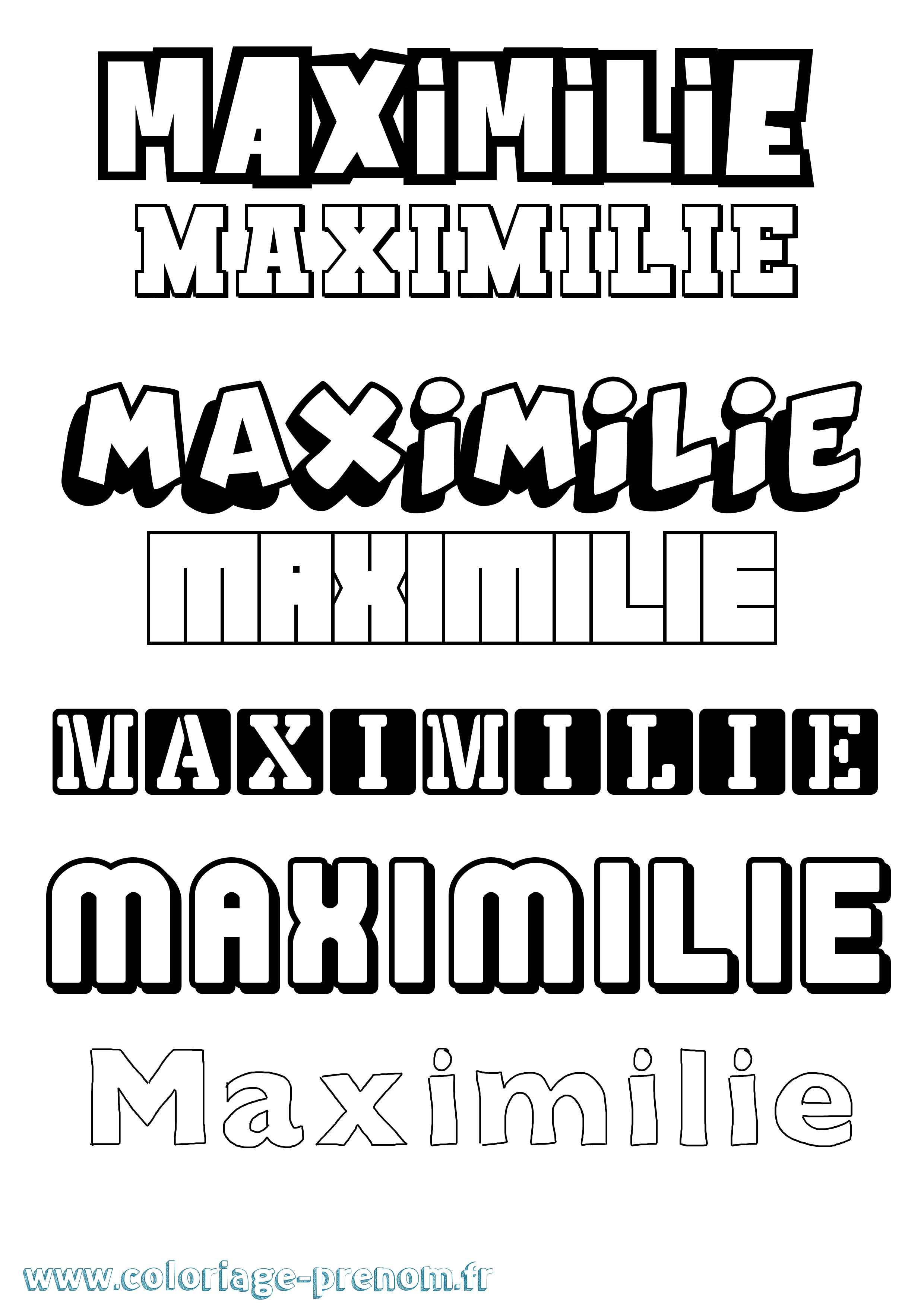 Coloriage prénom Maximilie Simple