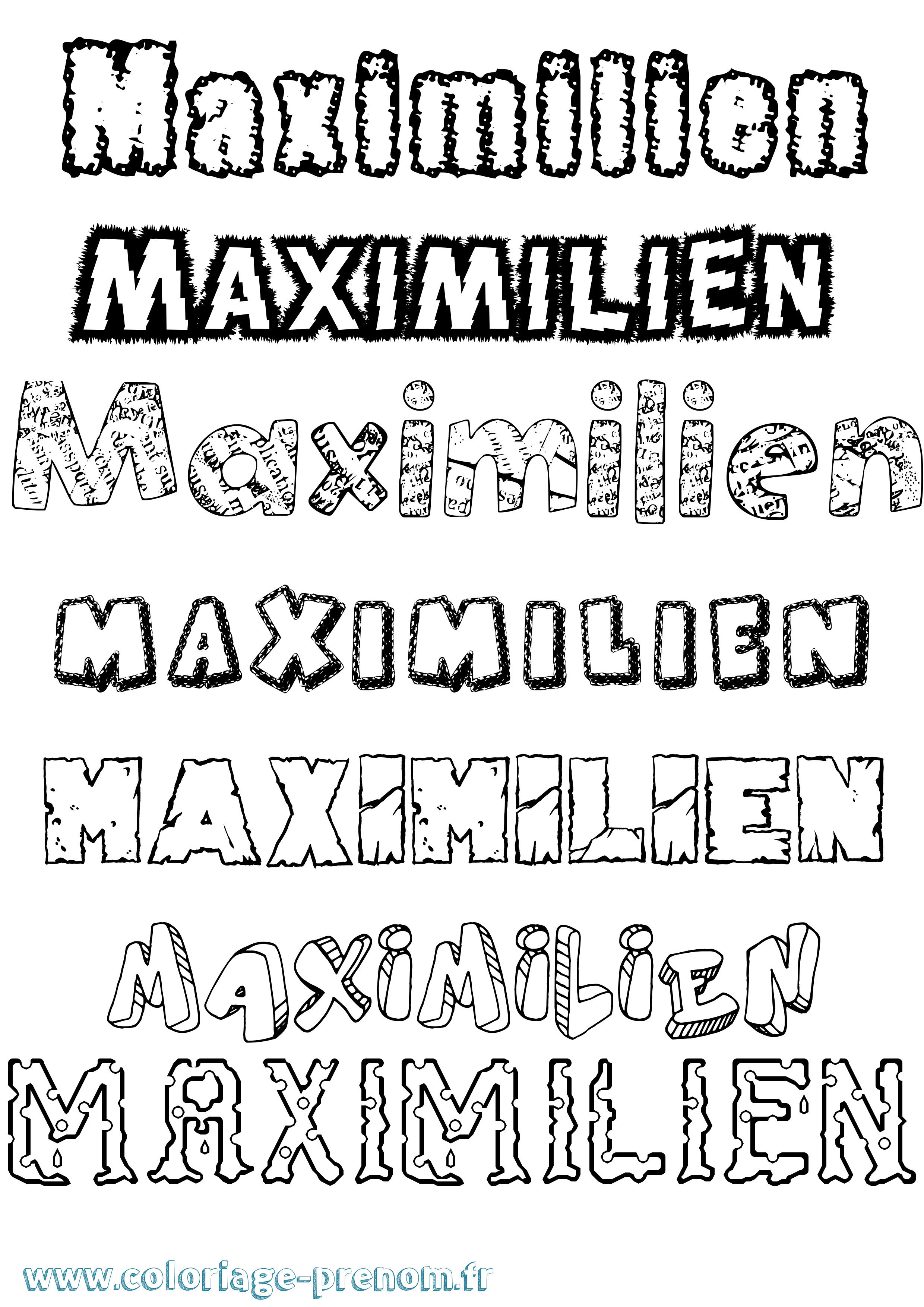 Coloriage prénom Maximilien Destructuré