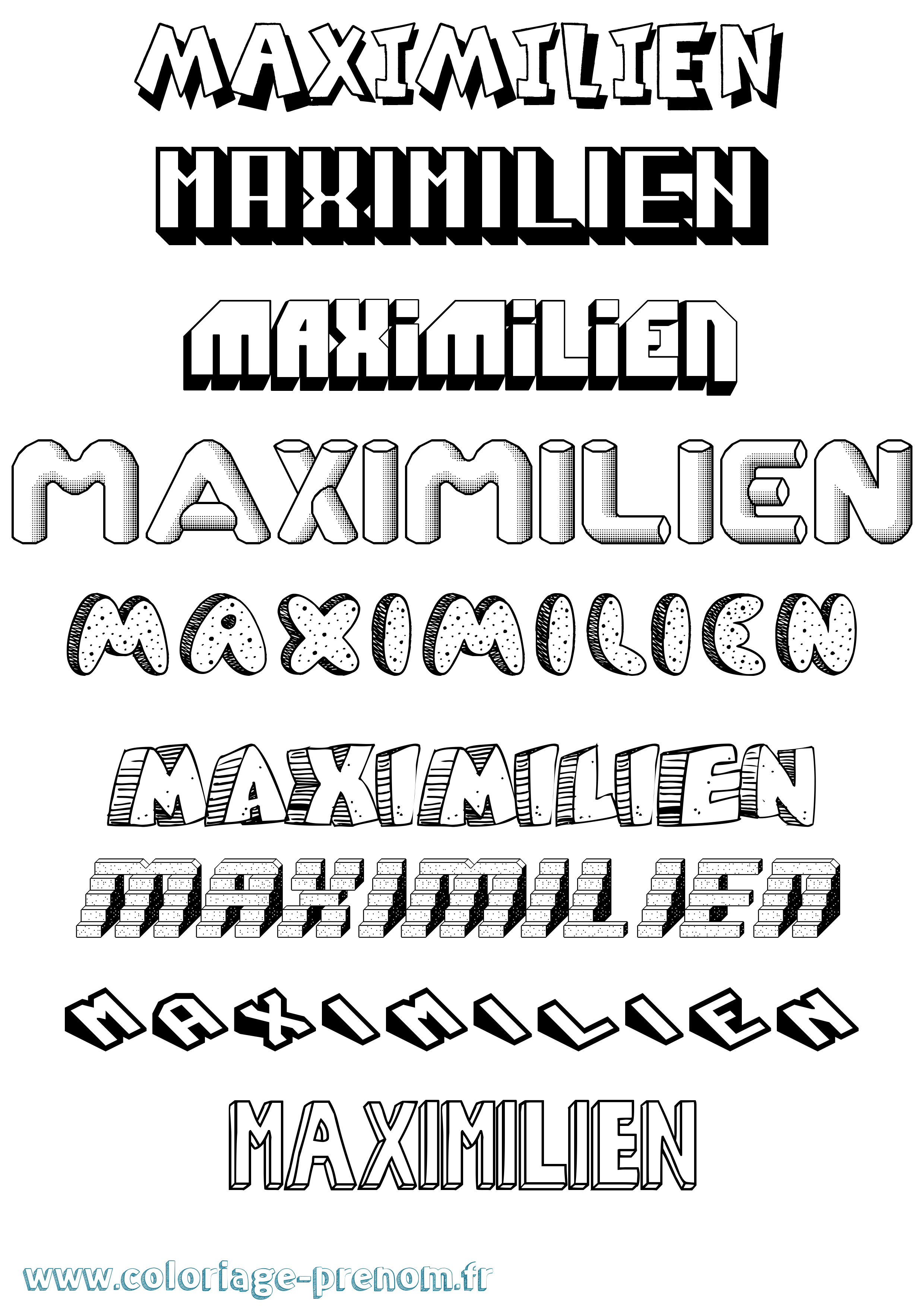 Coloriage prénom Maximilien Effet 3D