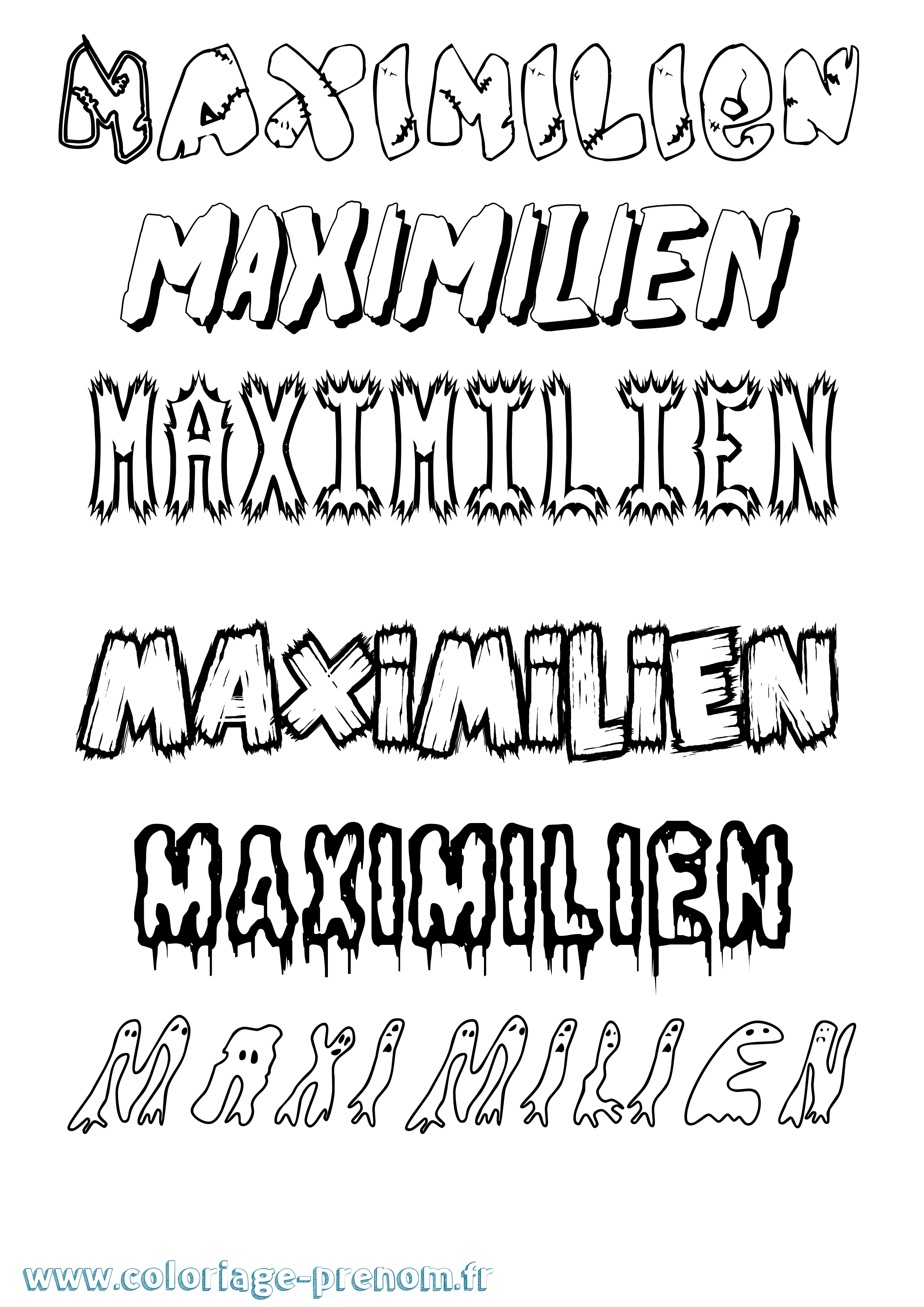 Coloriage prénom Maximilien Frisson