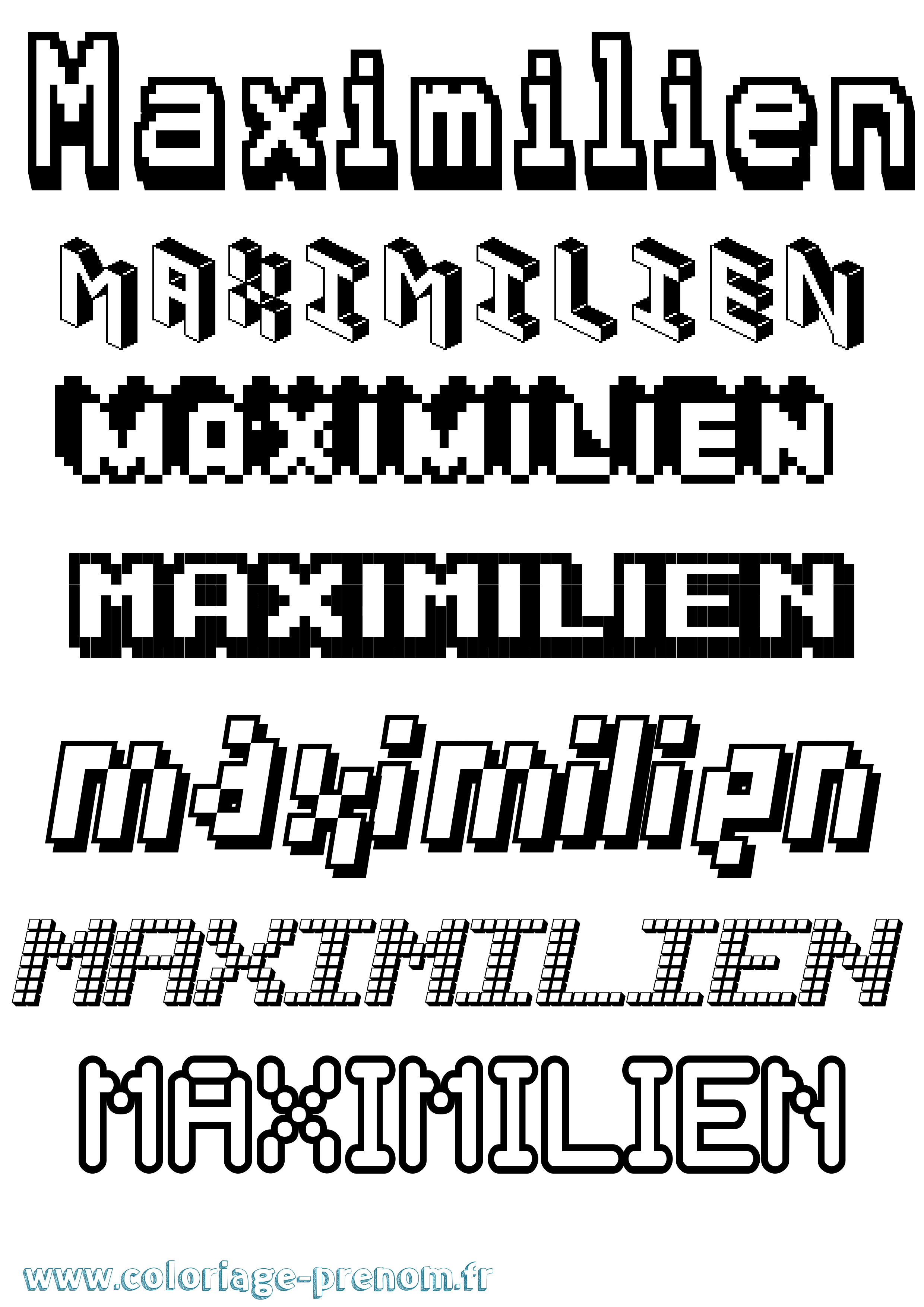 Coloriage prénom Maximilien Pixel