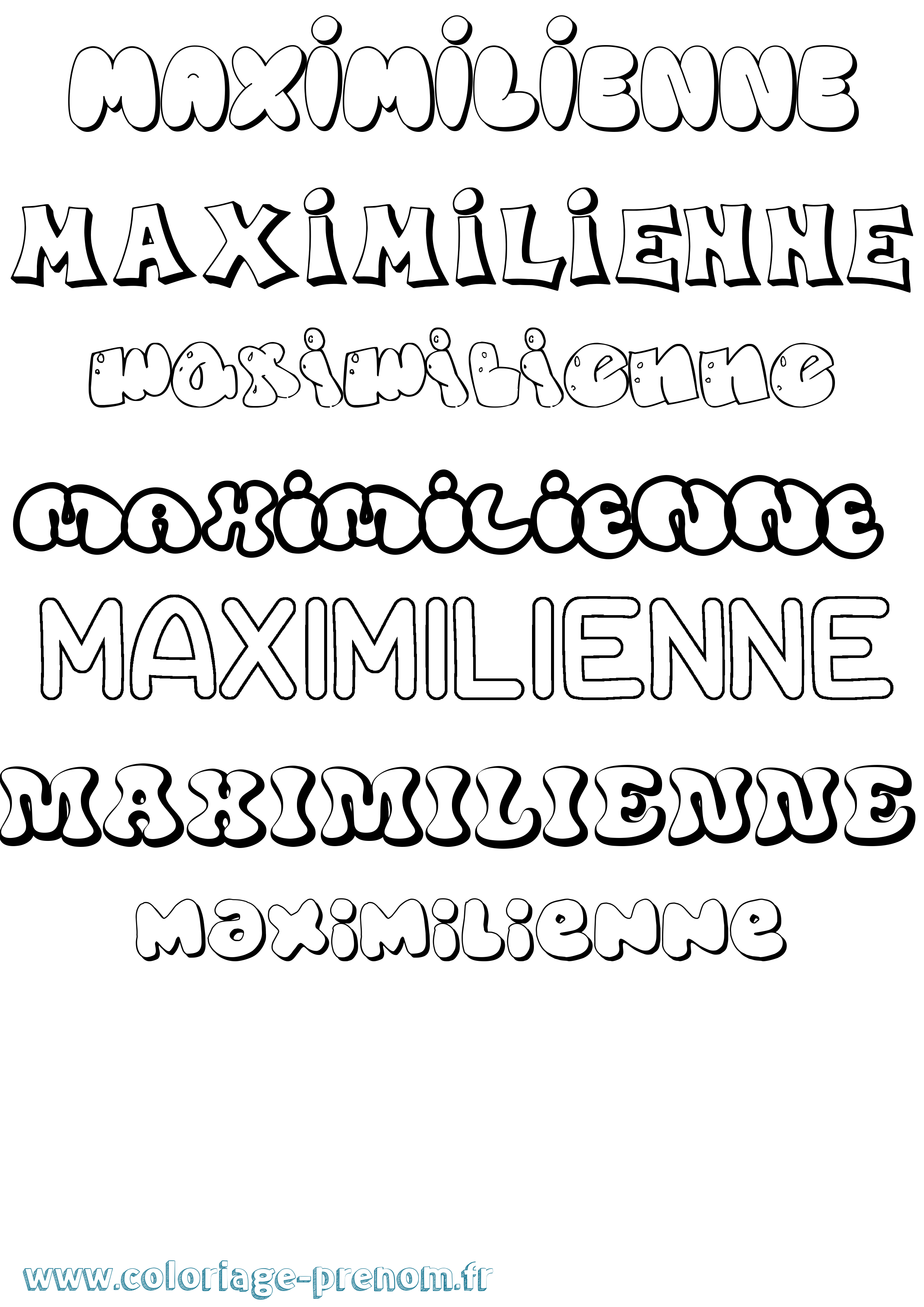Coloriage prénom Maximilienne Bubble