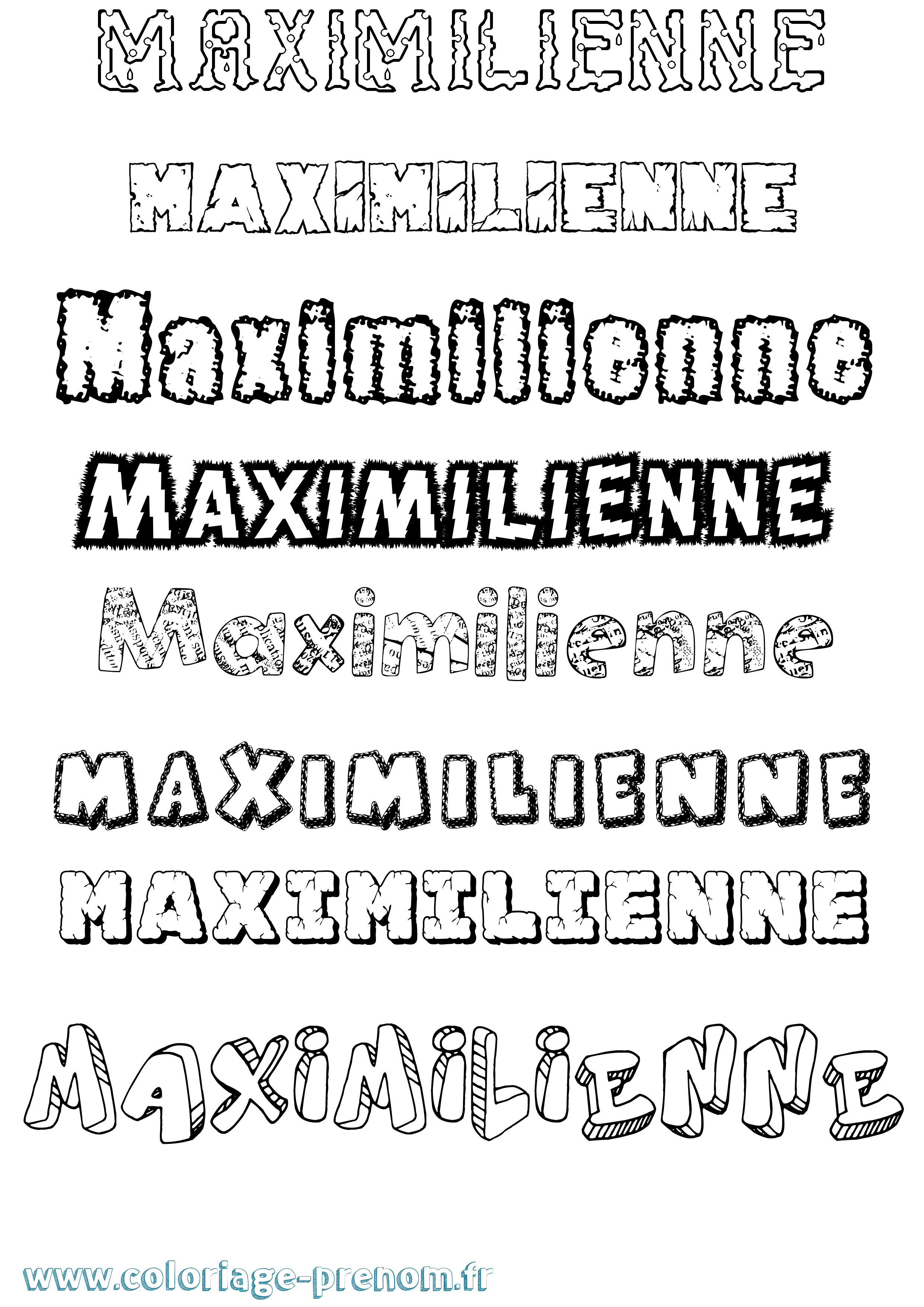 Coloriage prénom Maximilienne Destructuré