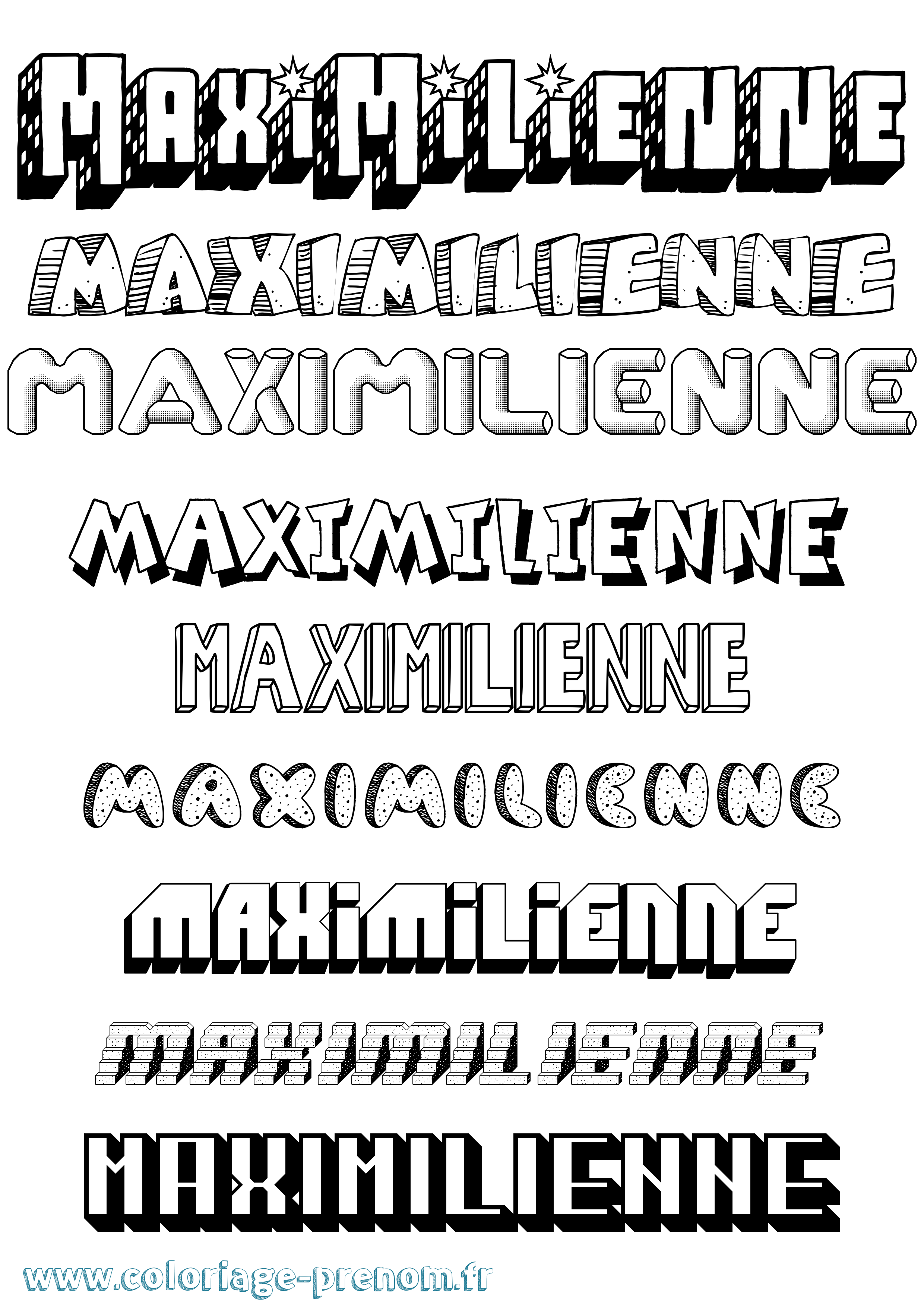 Coloriage prénom Maximilienne Effet 3D
