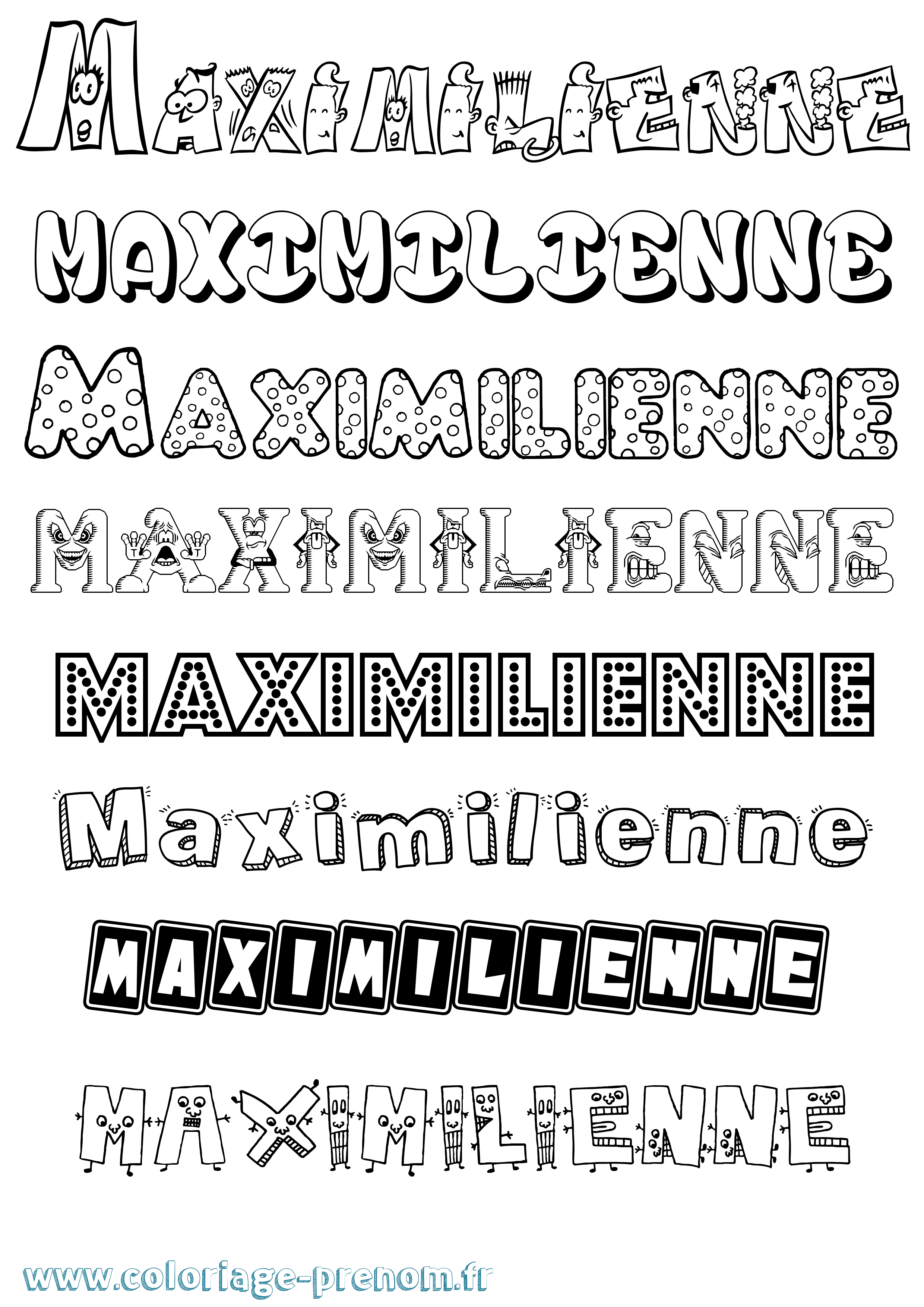 Coloriage prénom Maximilienne Fun