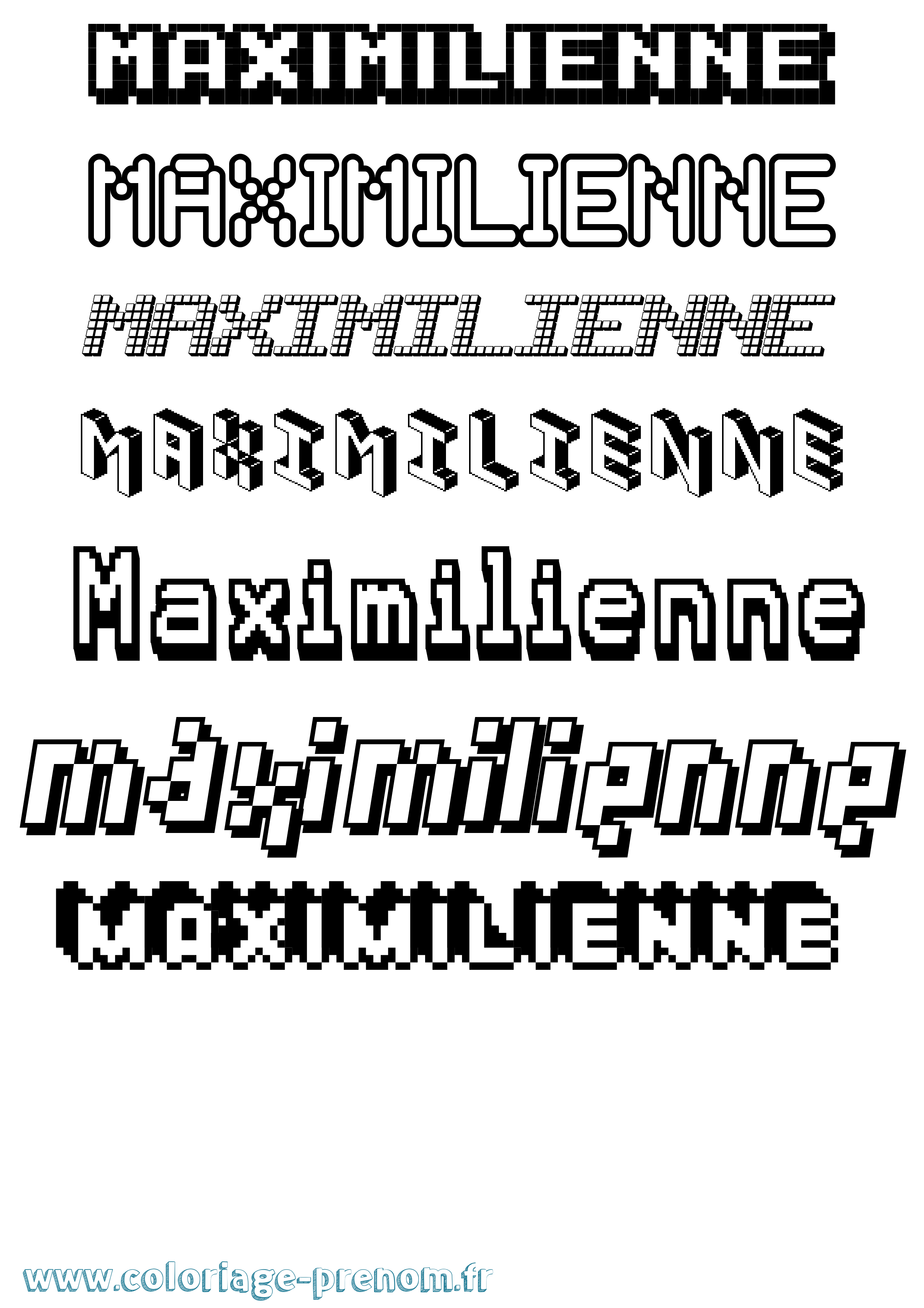 Coloriage prénom Maximilienne Pixel