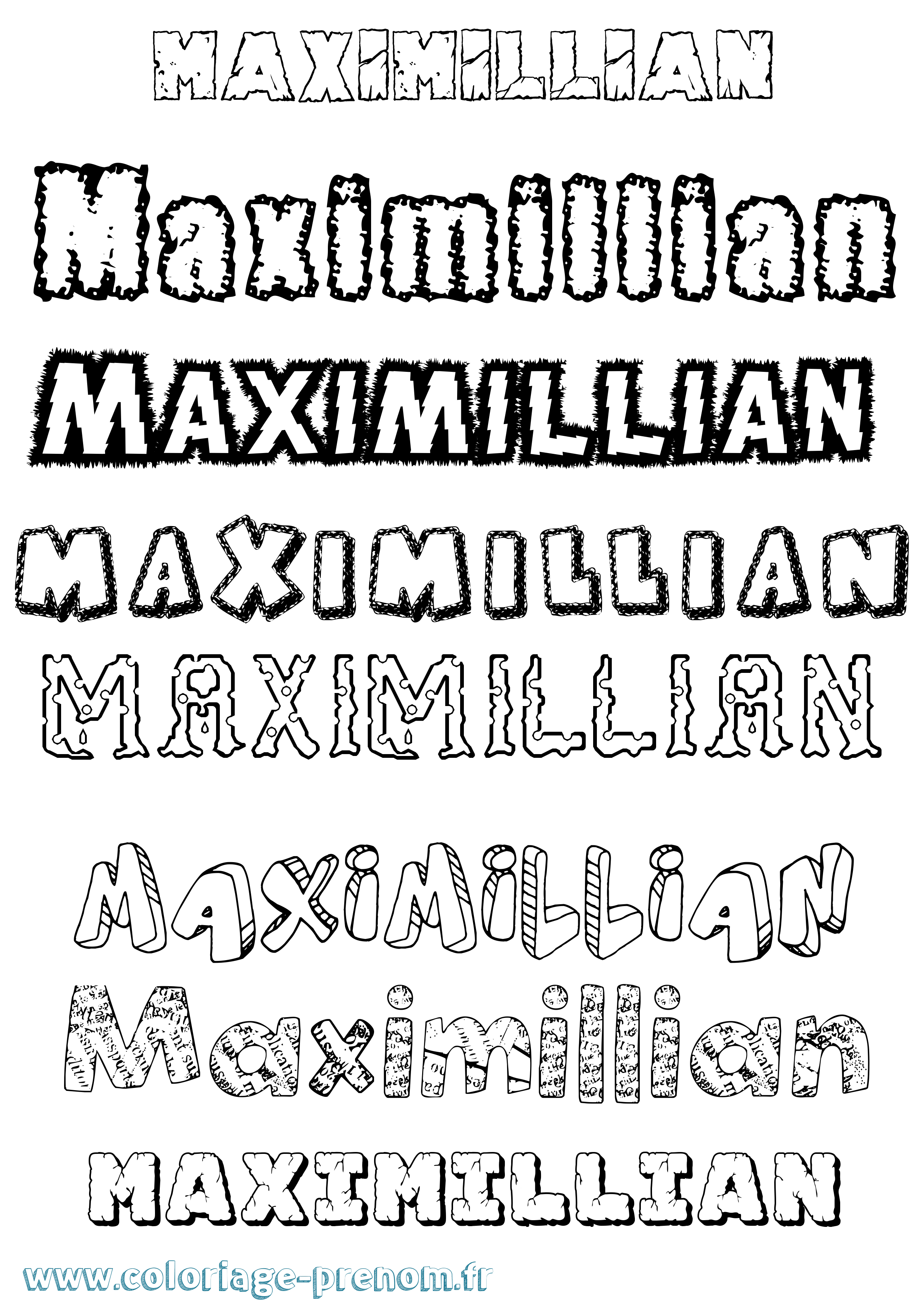 Coloriage prénom Maximillian Destructuré