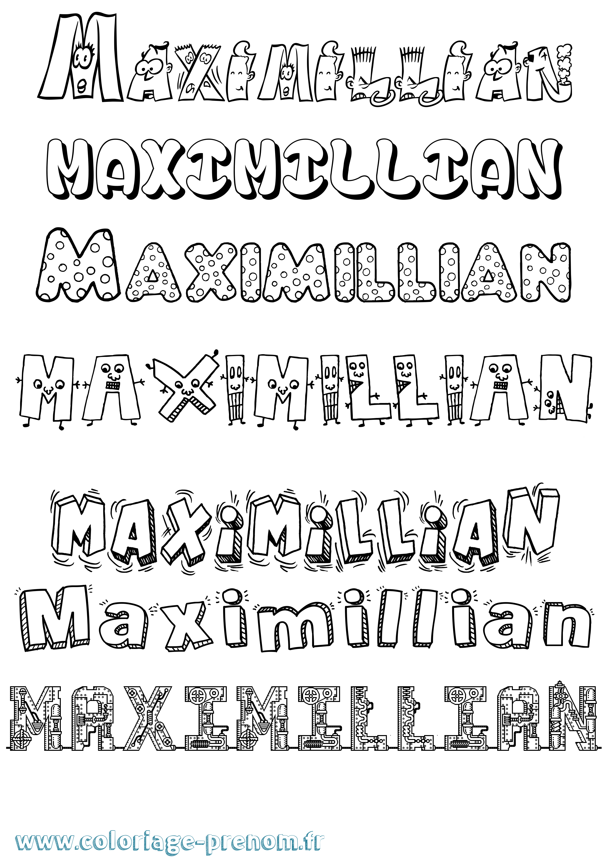 Coloriage prénom Maximillian Fun