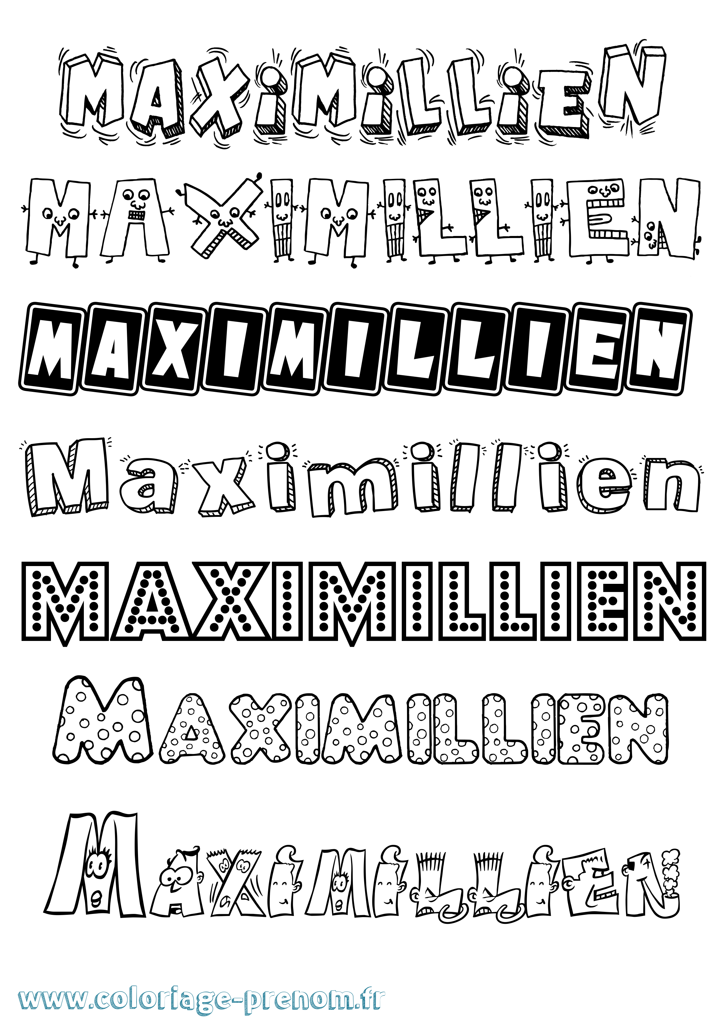 Coloriage prénom Maximillien Fun