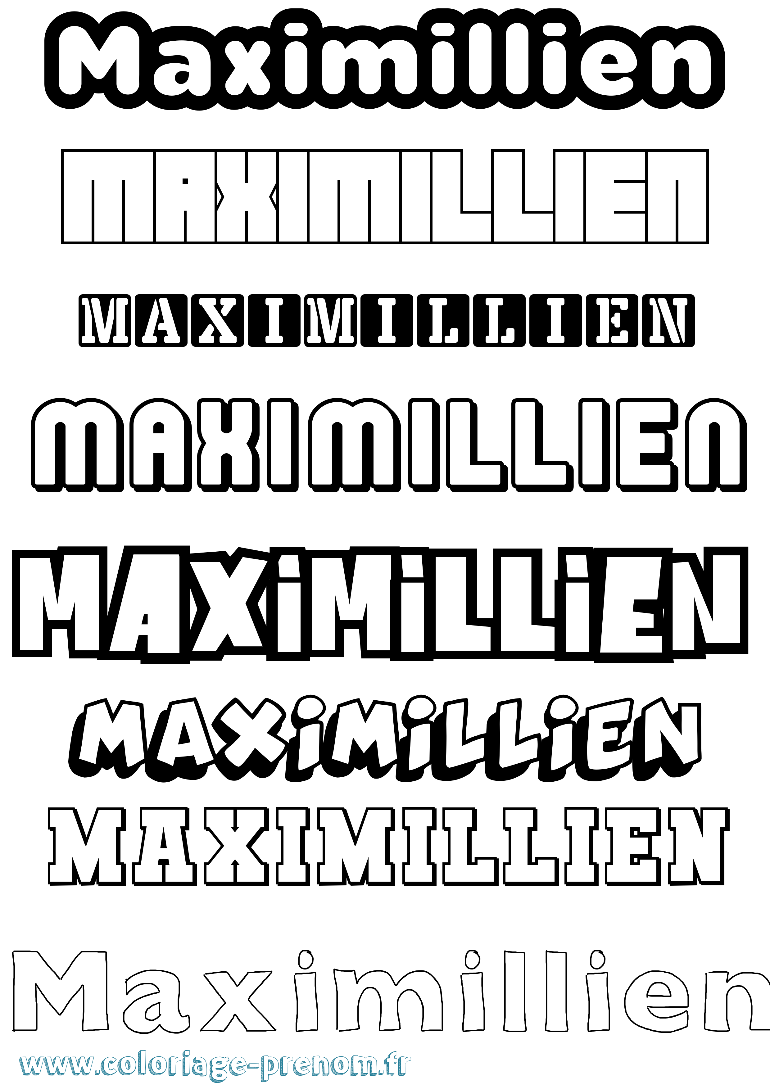Coloriage prénom Maximillien Simple