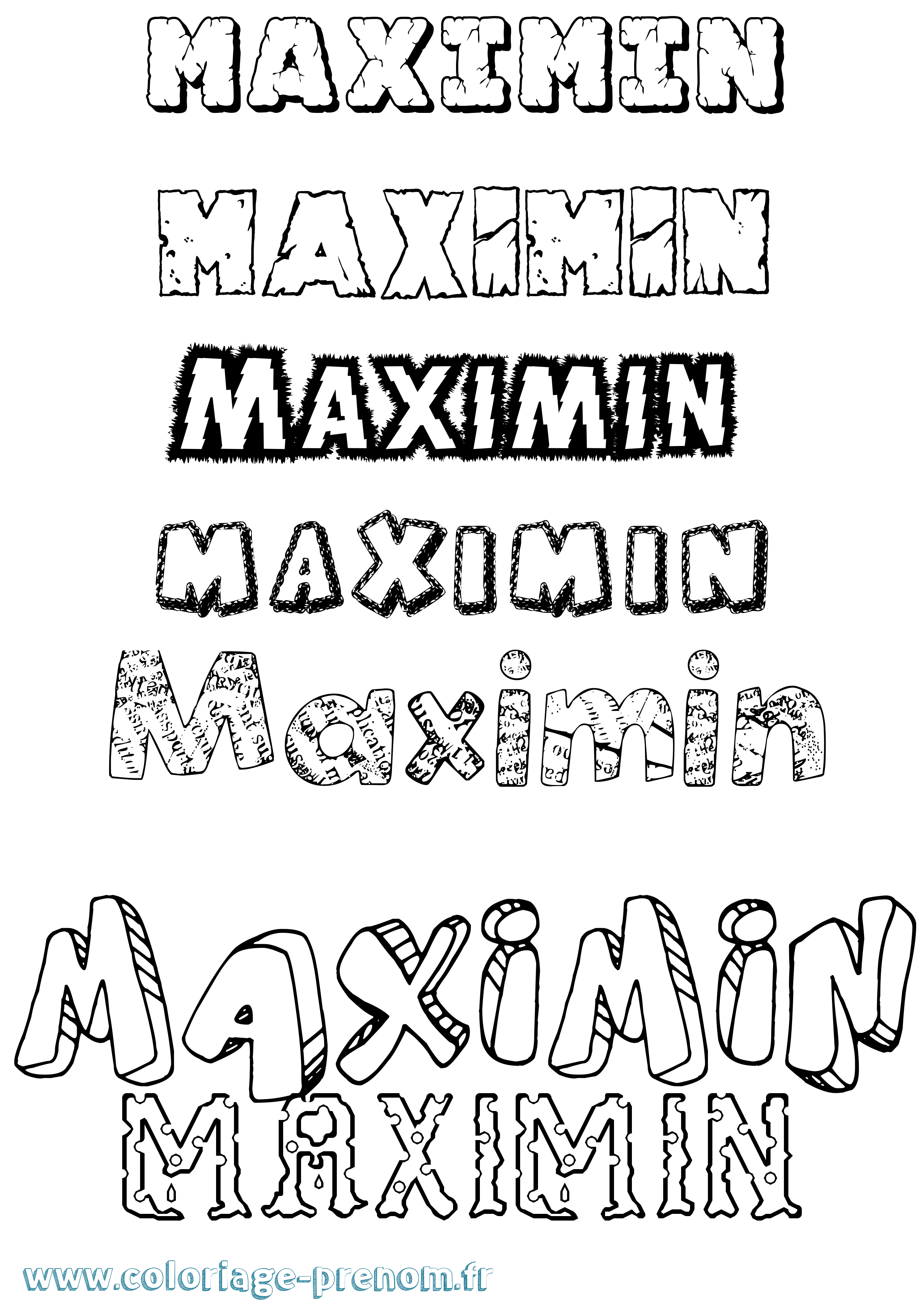 Coloriage prénom Maximin Destructuré