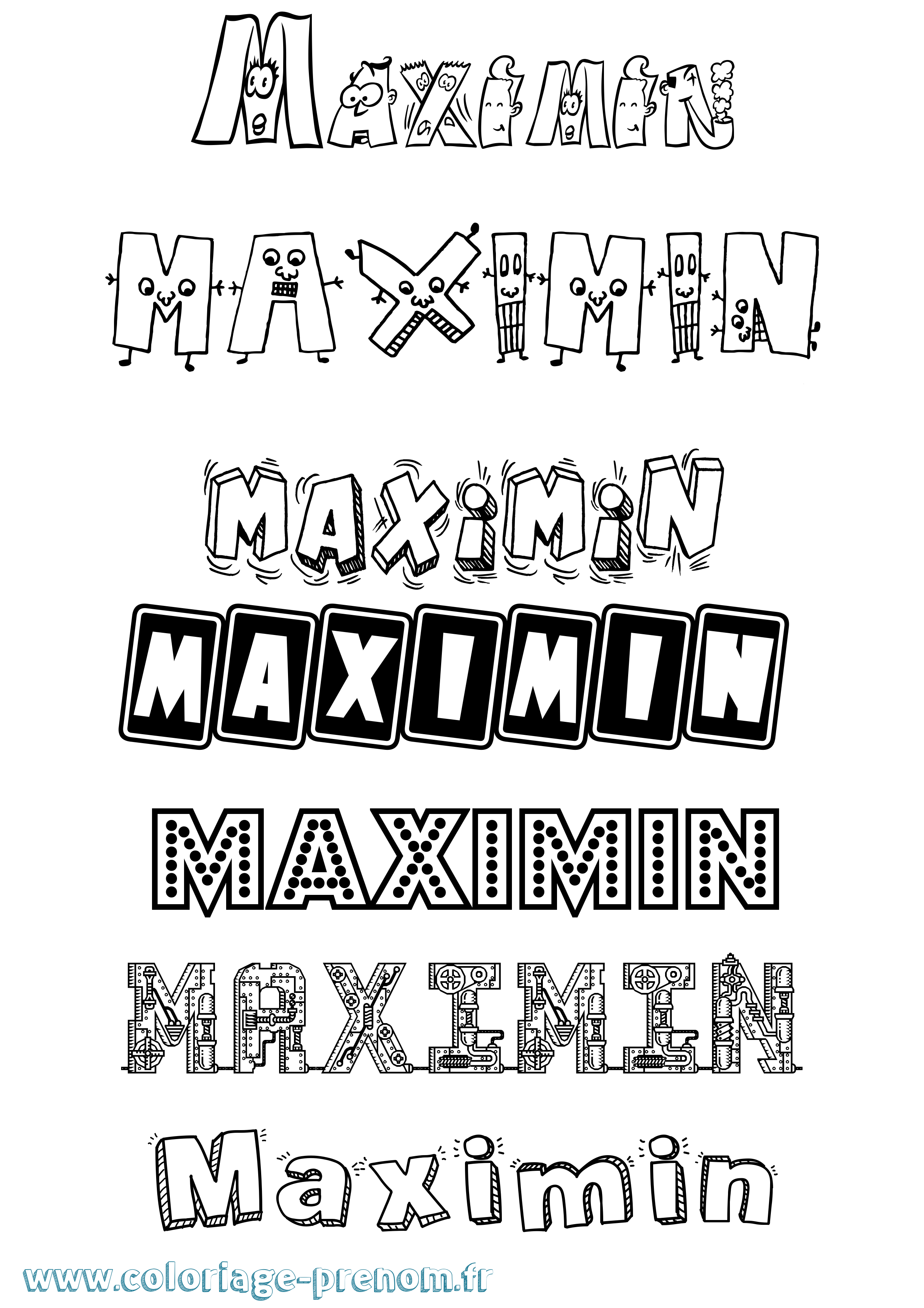 Coloriage prénom Maximin Fun
