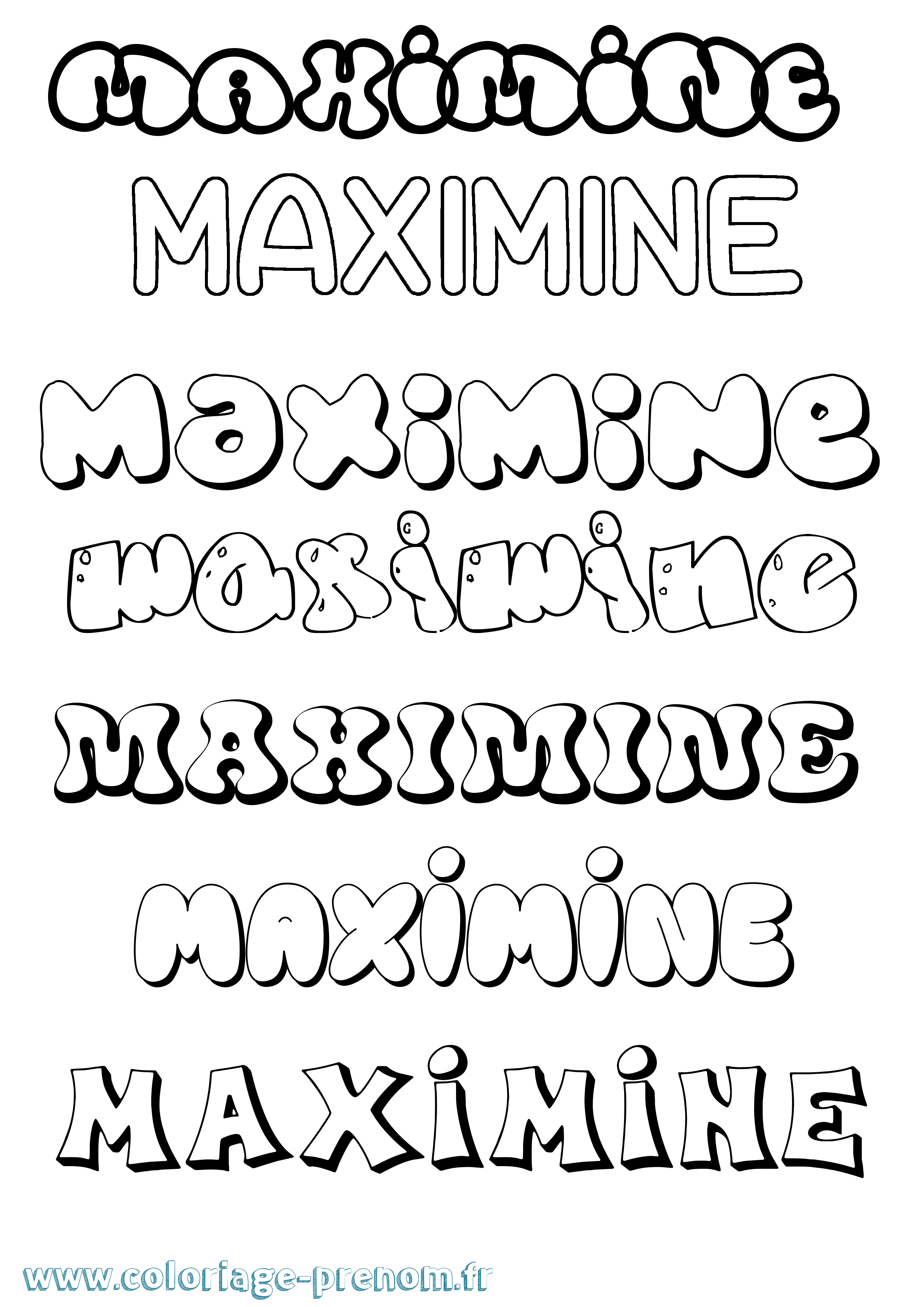Coloriage prénom Maximine Bubble