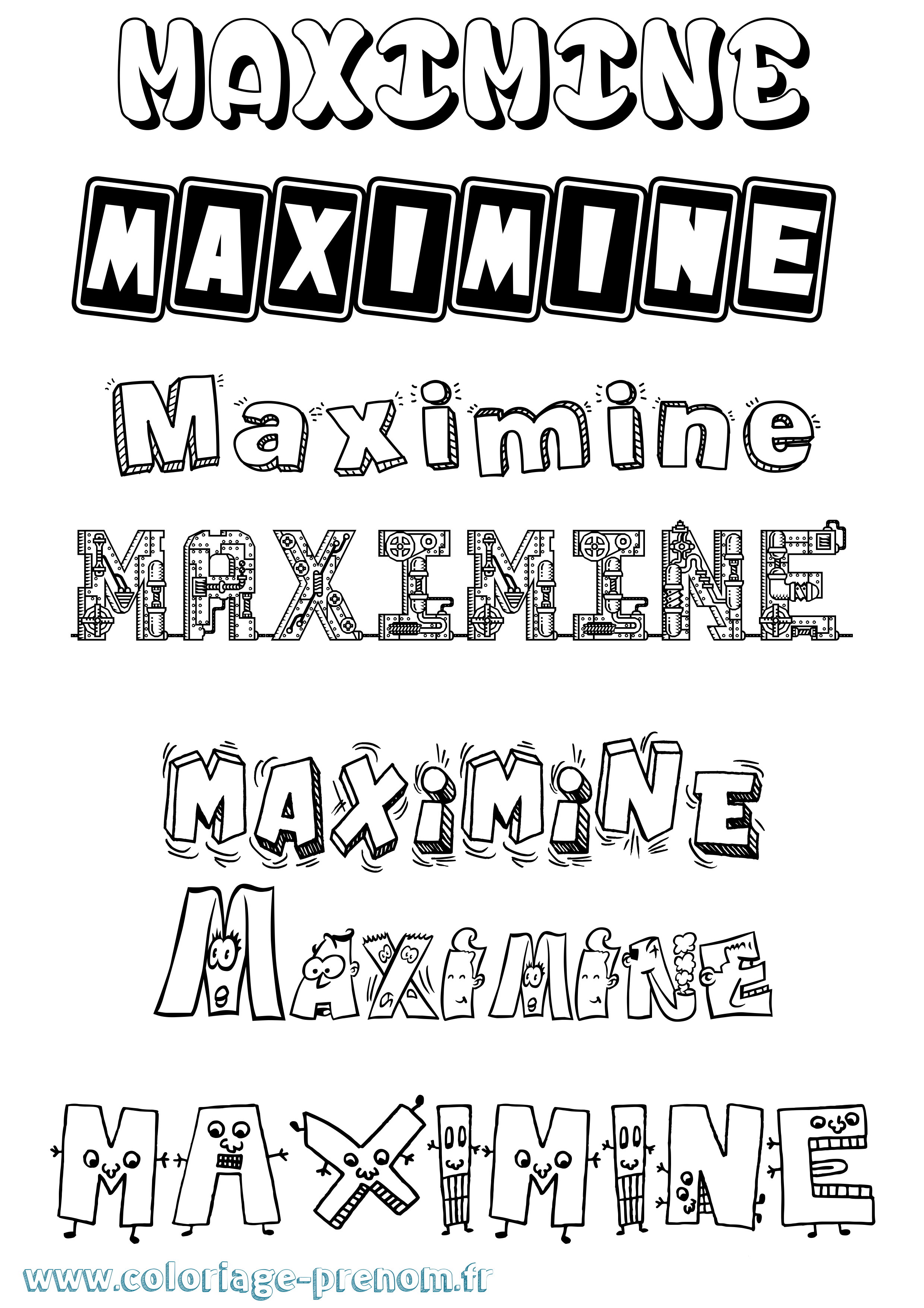 Coloriage prénom Maximine Fun