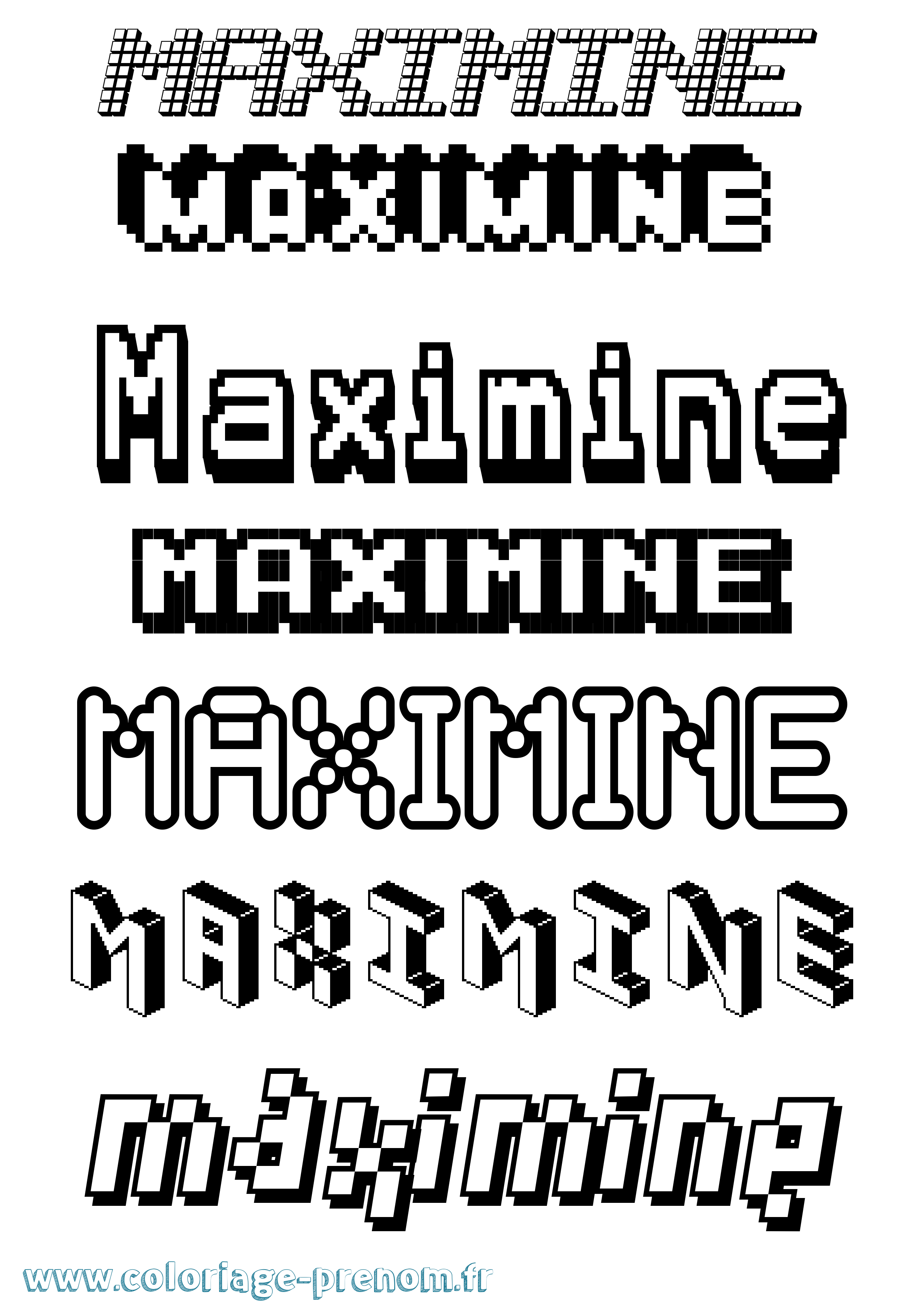 Coloriage prénom Maximine Pixel