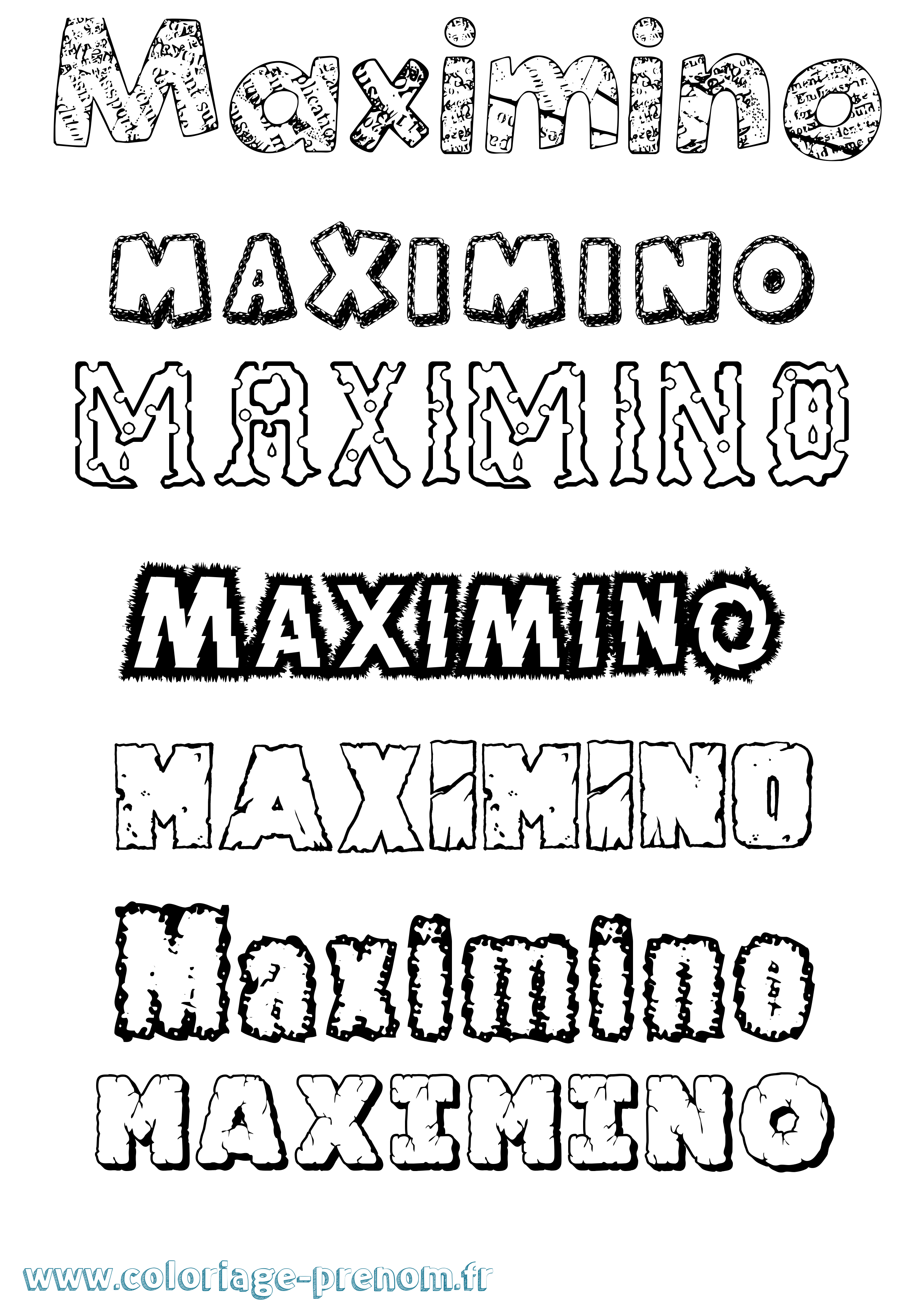 Coloriage prénom Maximino Destructuré