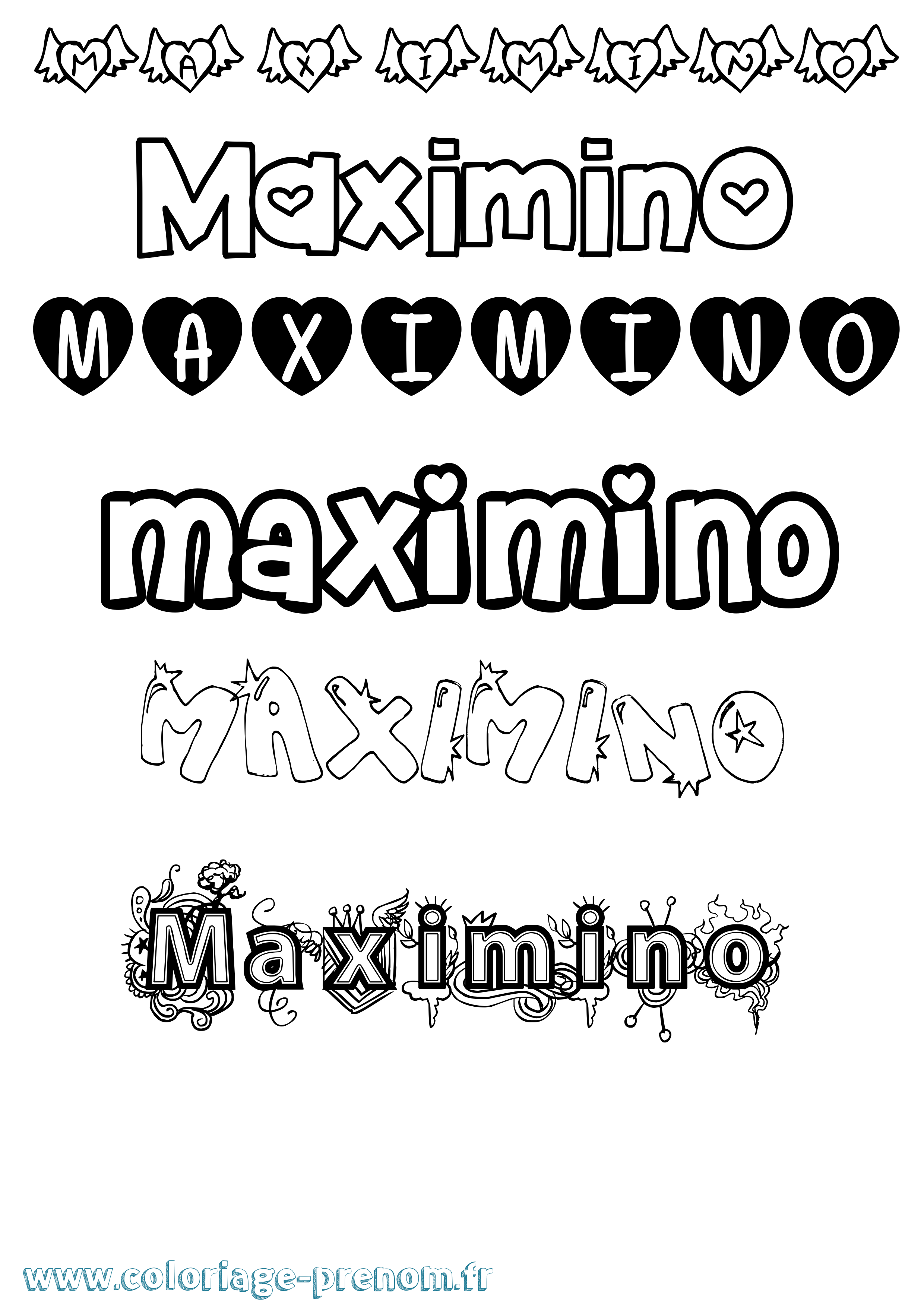Coloriage prénom Maximino Girly