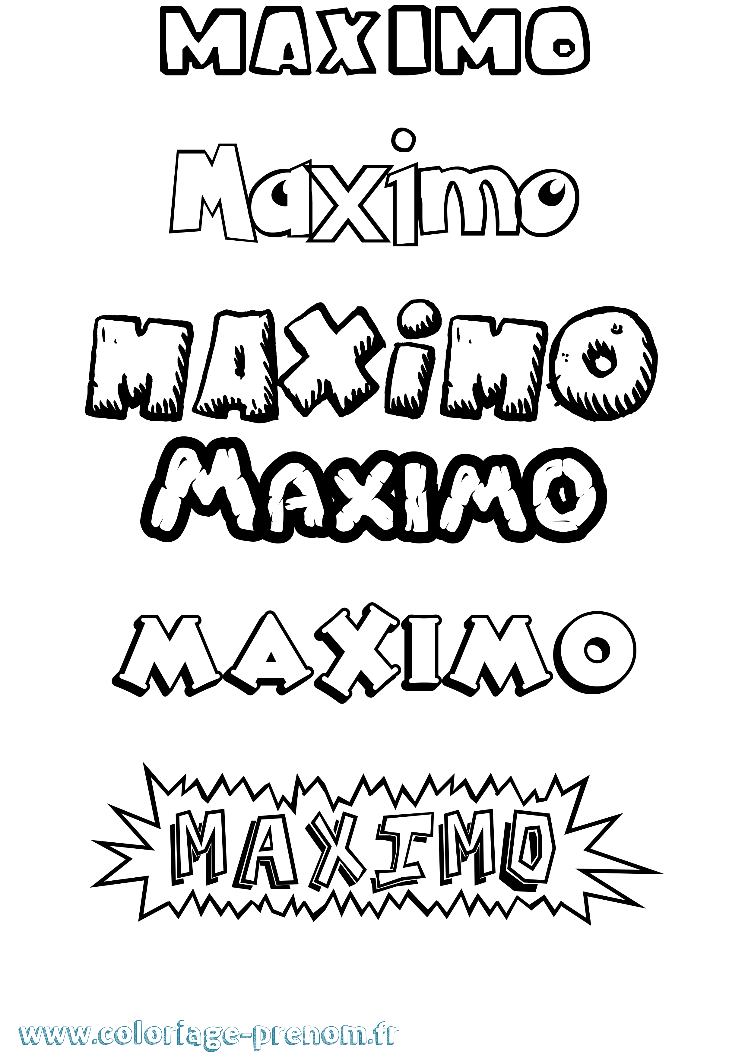 Coloriage prénom Maximo Dessin Animé