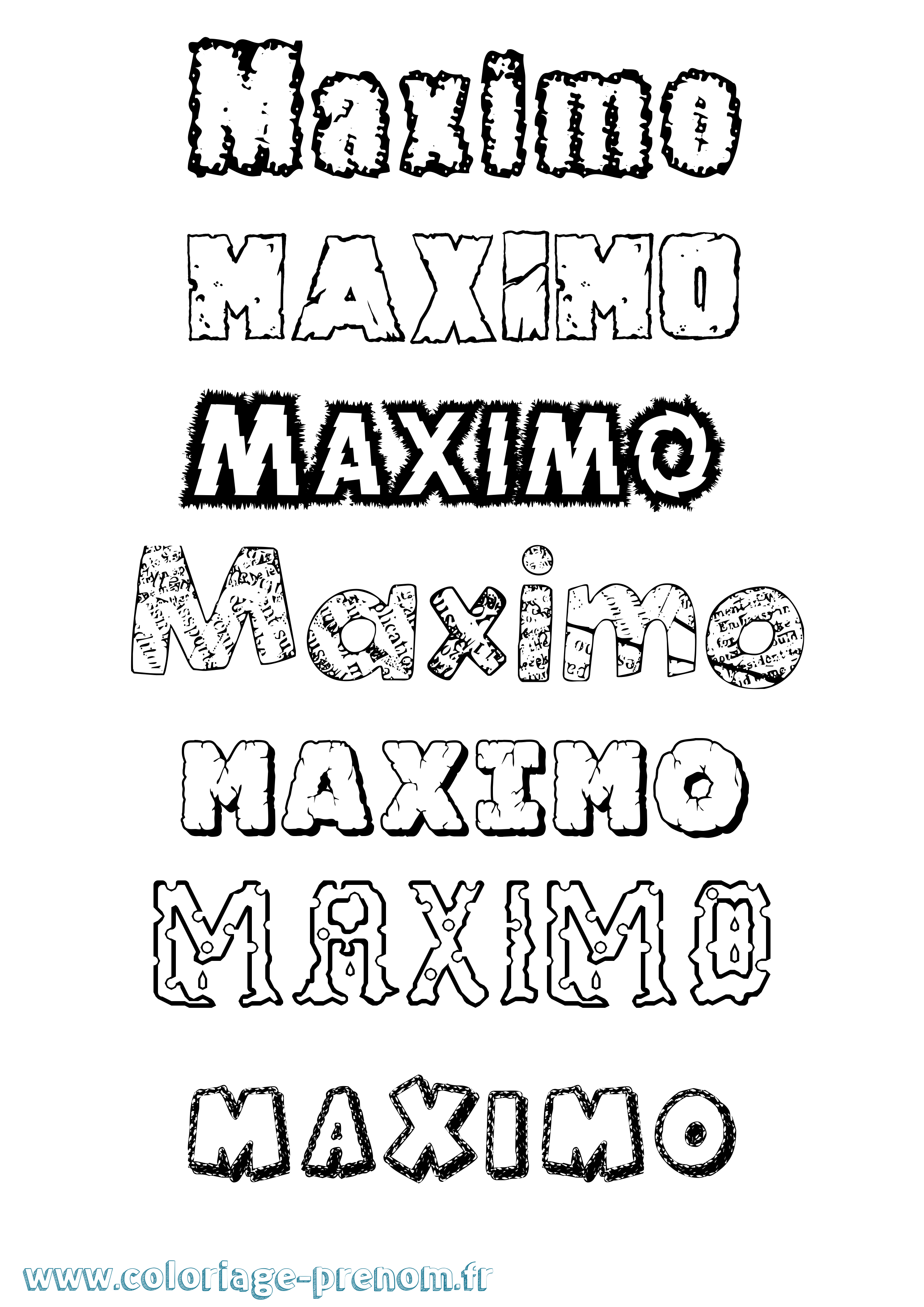 Coloriage prénom Maximo Destructuré