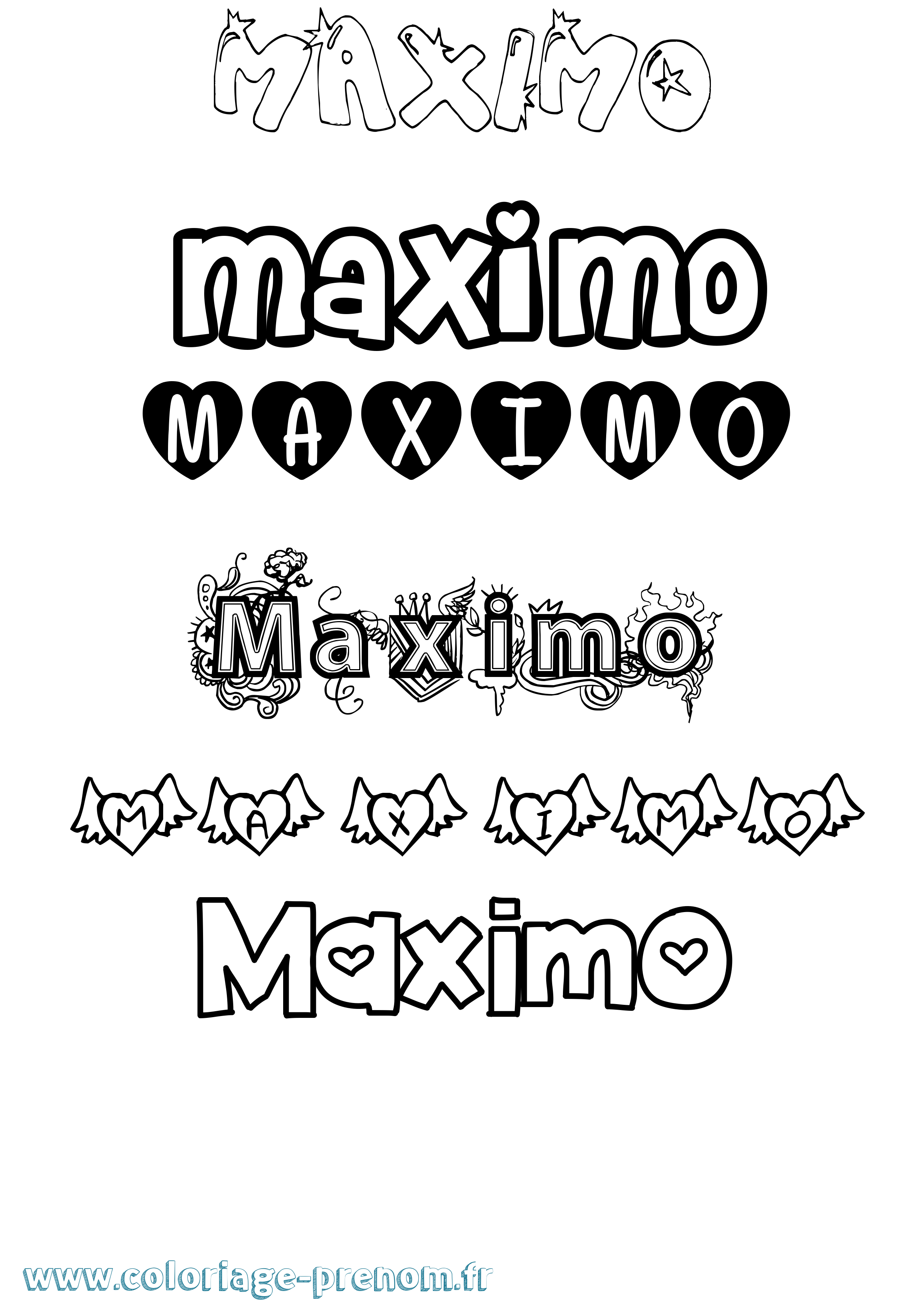 Coloriage prénom Maximo Girly
