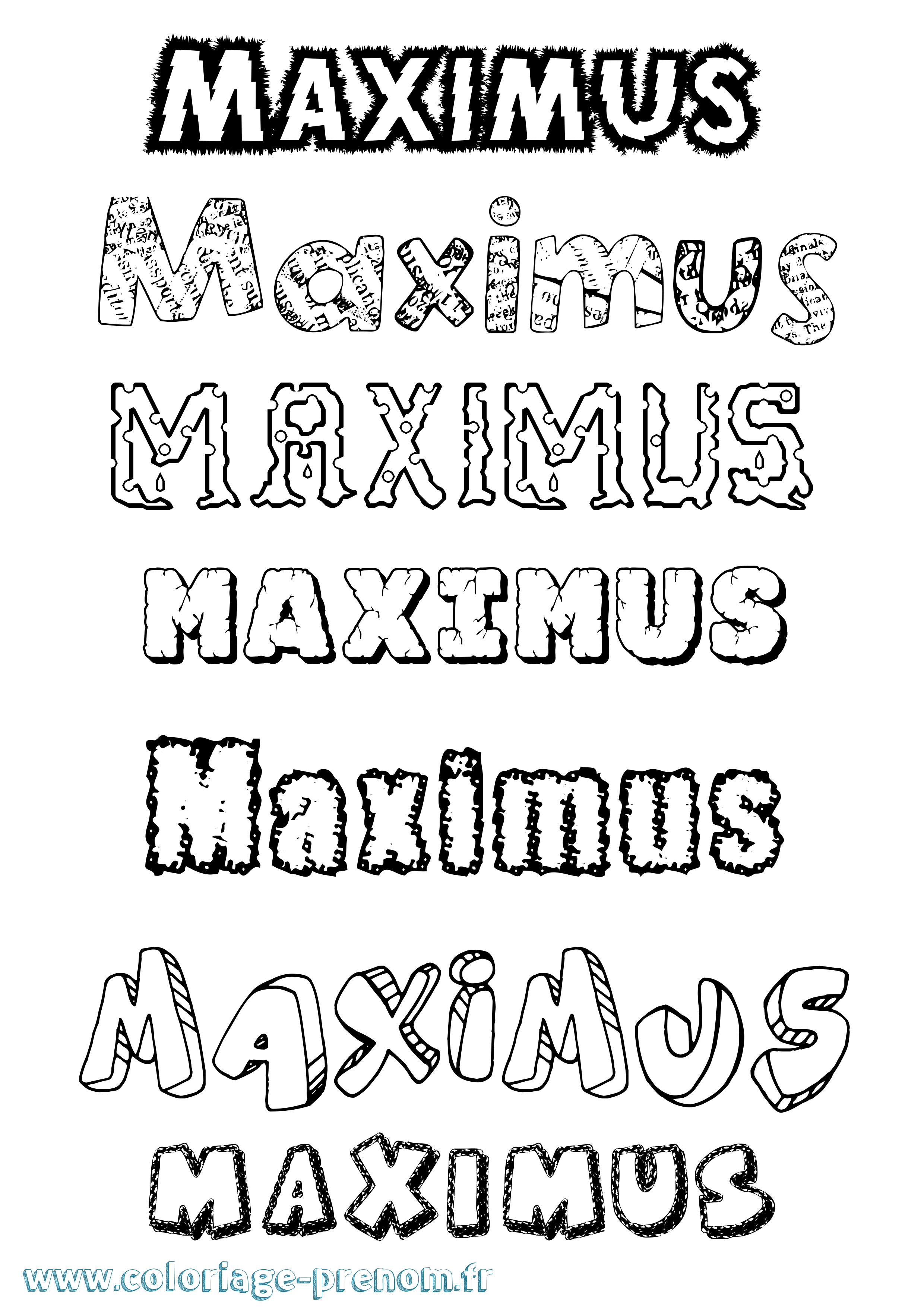 Coloriage prénom Maximus Destructuré