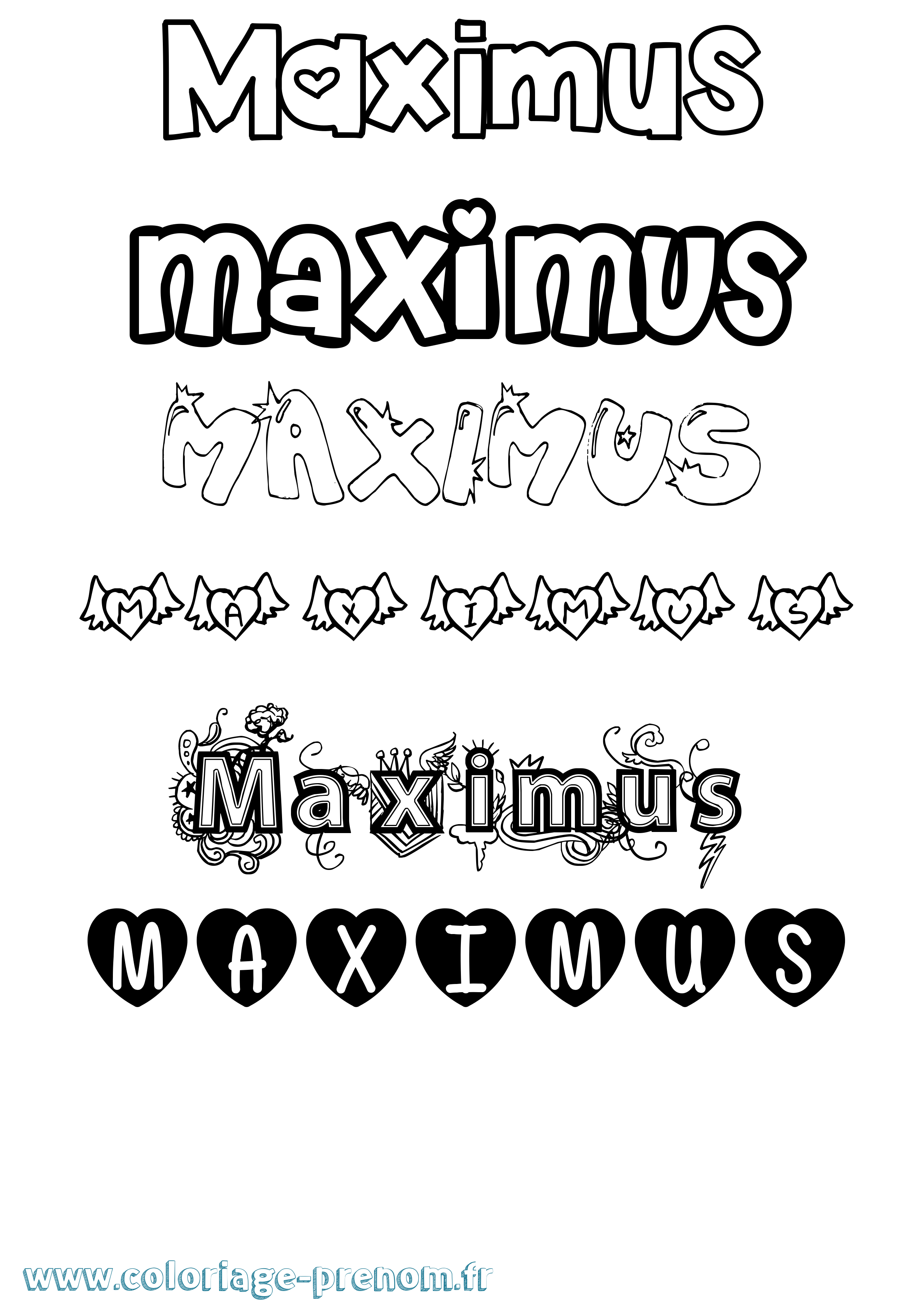 Coloriage prénom Maximus Girly