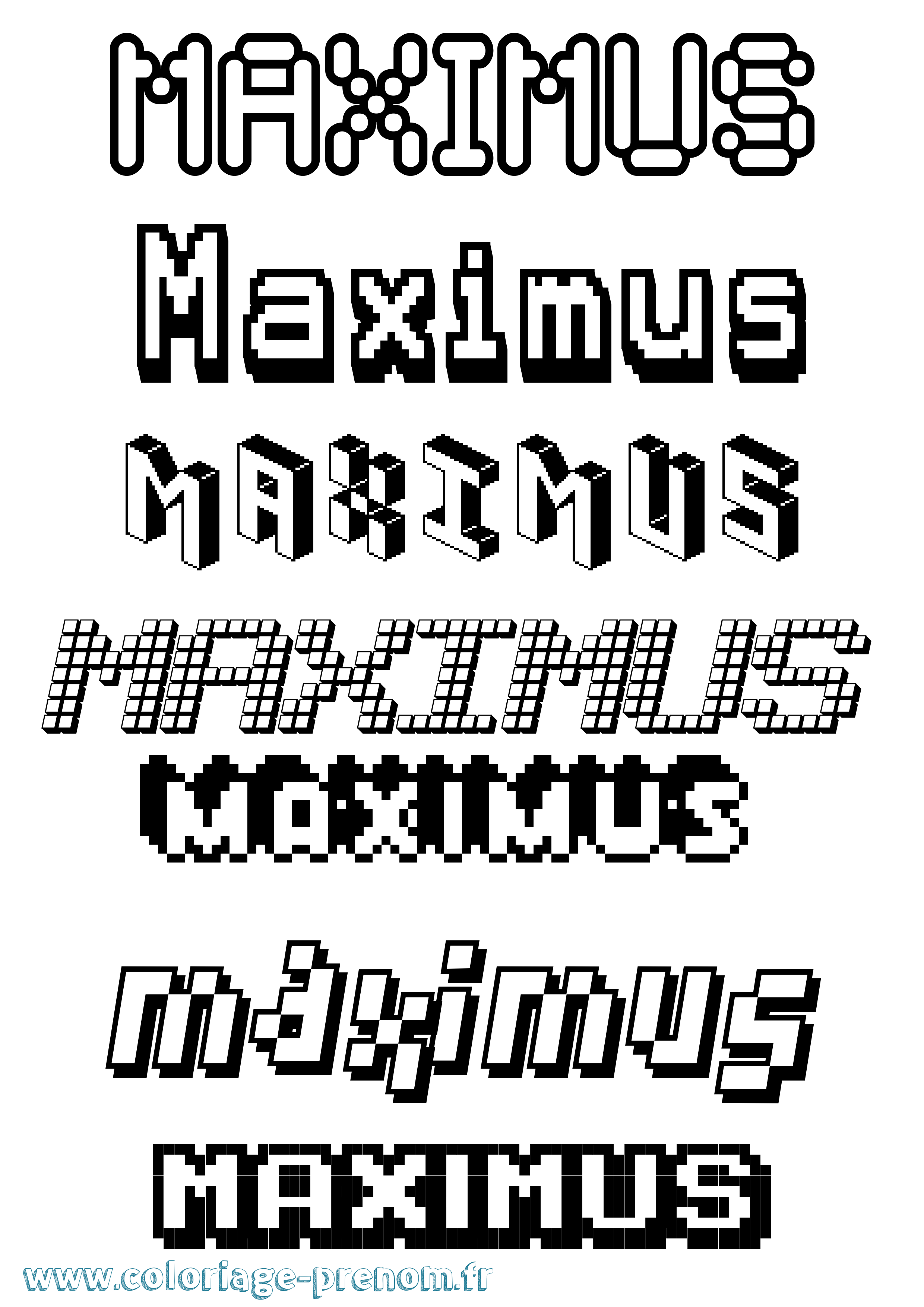 Coloriage prénom Maximus Pixel
