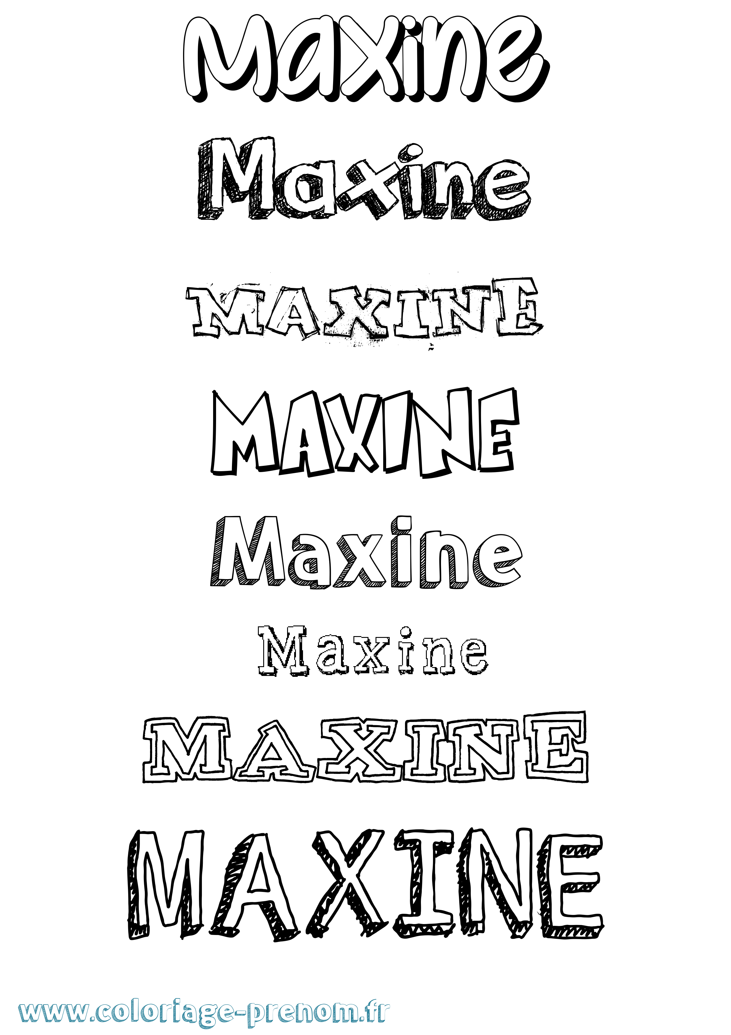 Coloriage prénom Maxine Dessiné