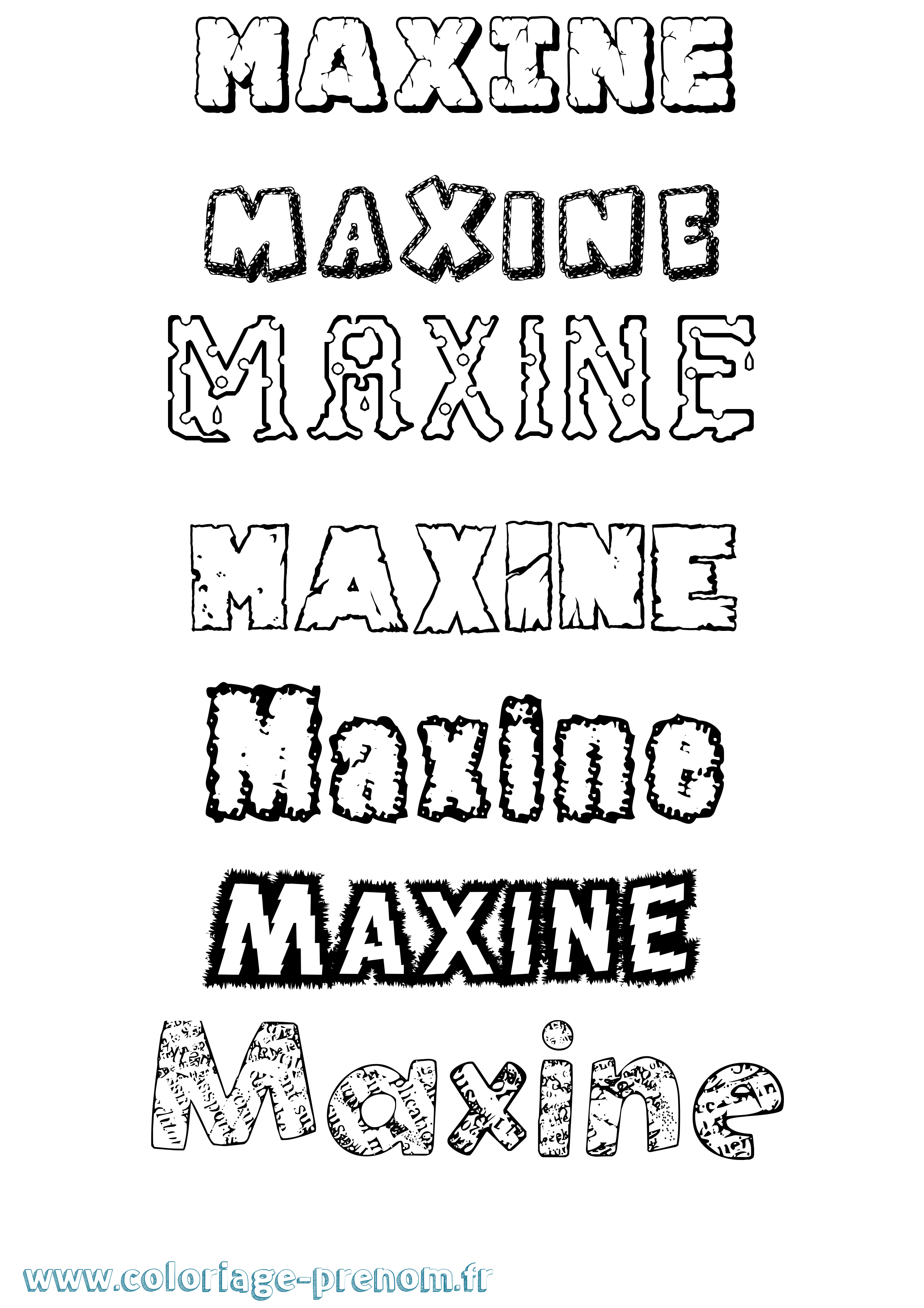 Coloriage prénom Maxine Destructuré