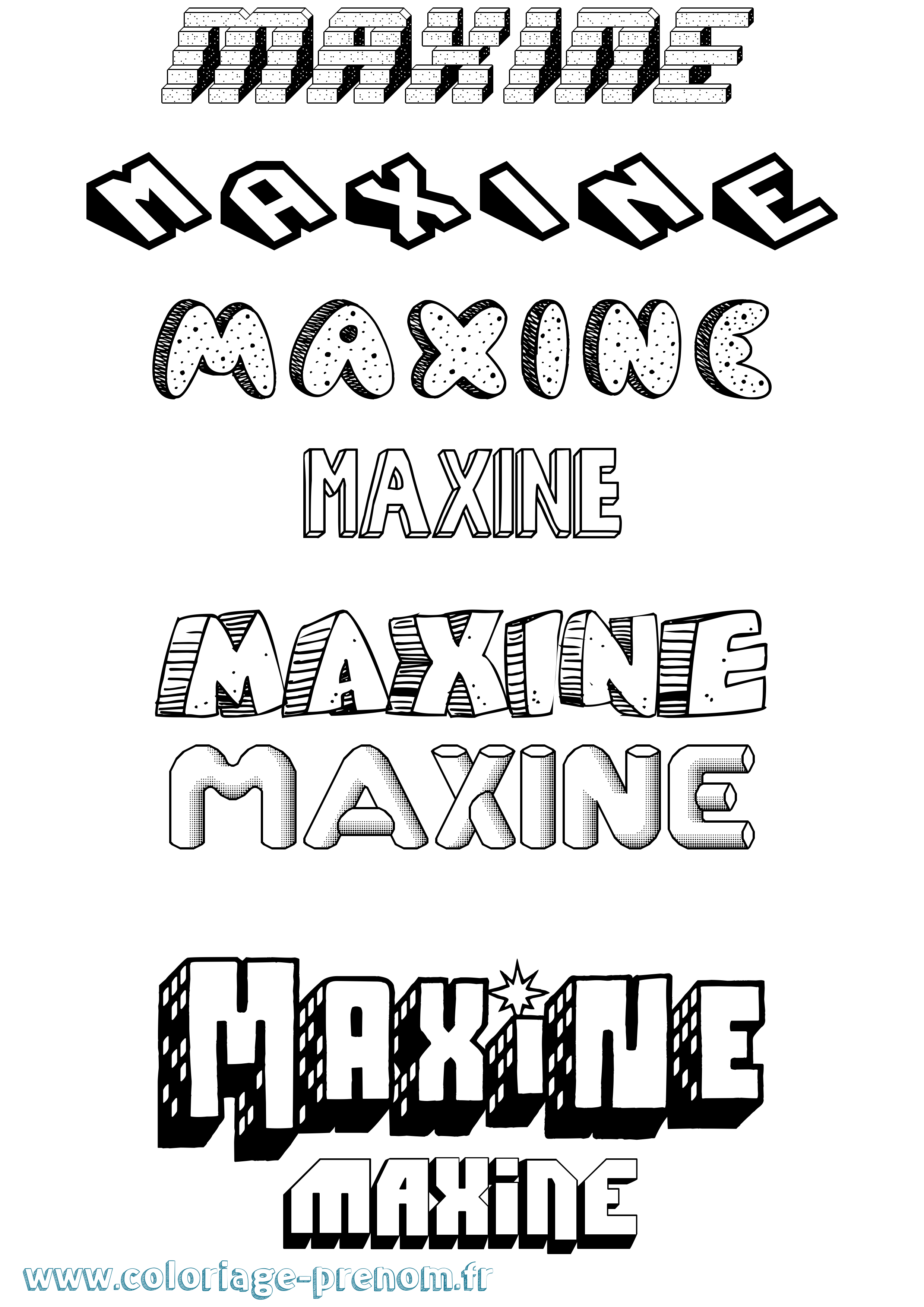Coloriage prénom Maxine Effet 3D