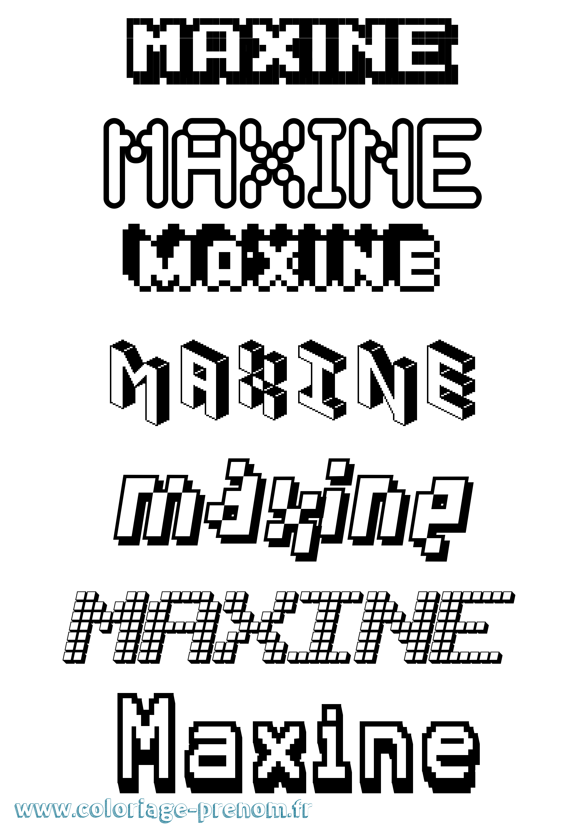 Coloriage prénom Maxine Pixel