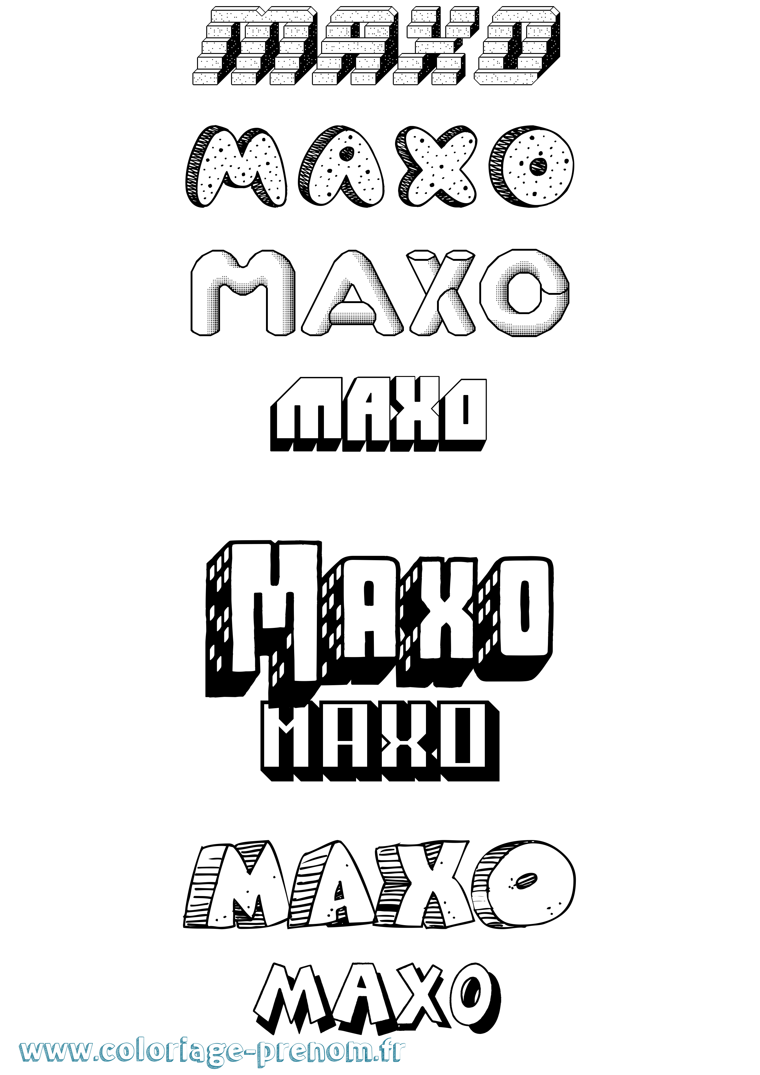 Coloriage prénom Maxo Effet 3D