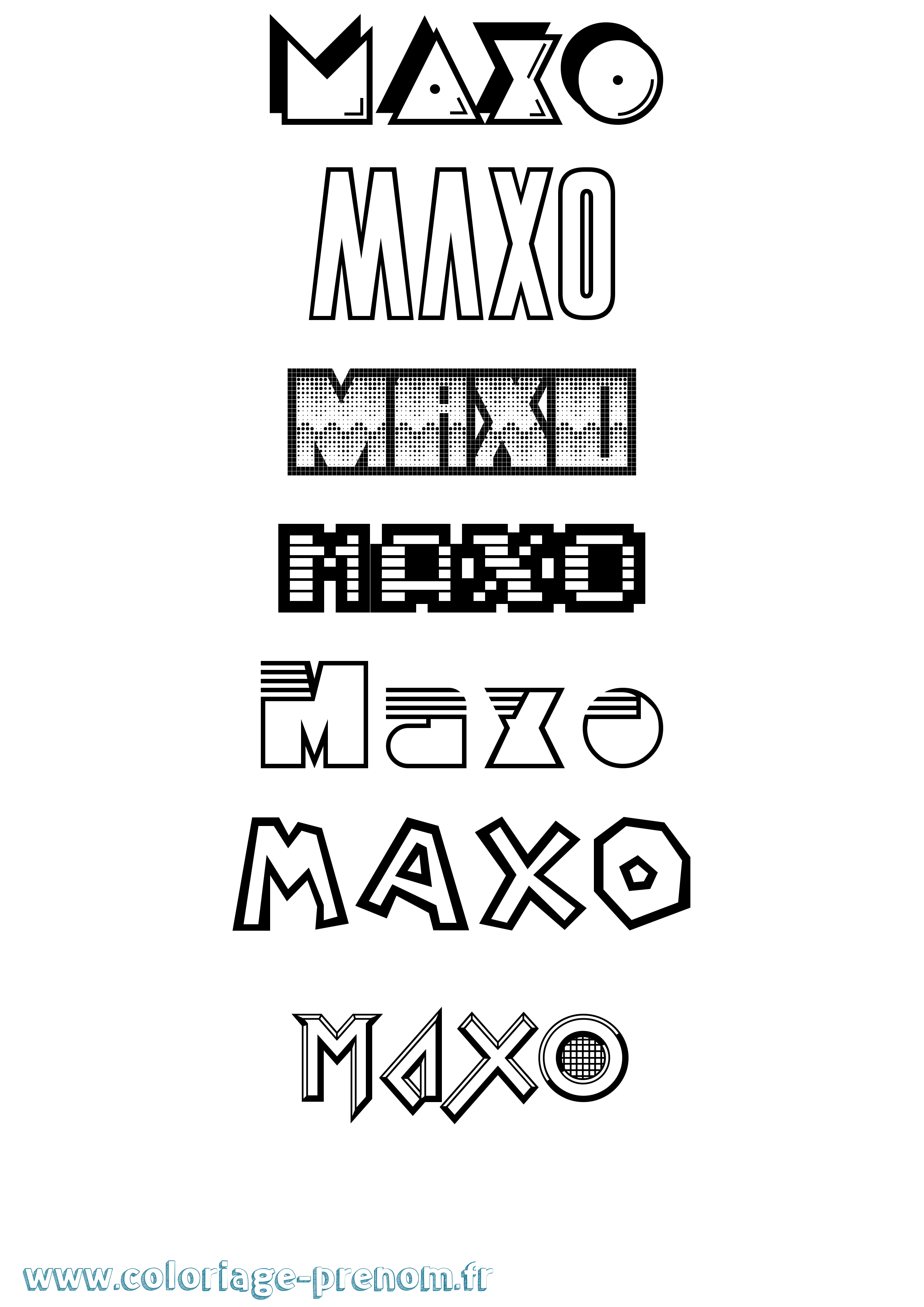Coloriage prénom Maxo Jeux Vidéos