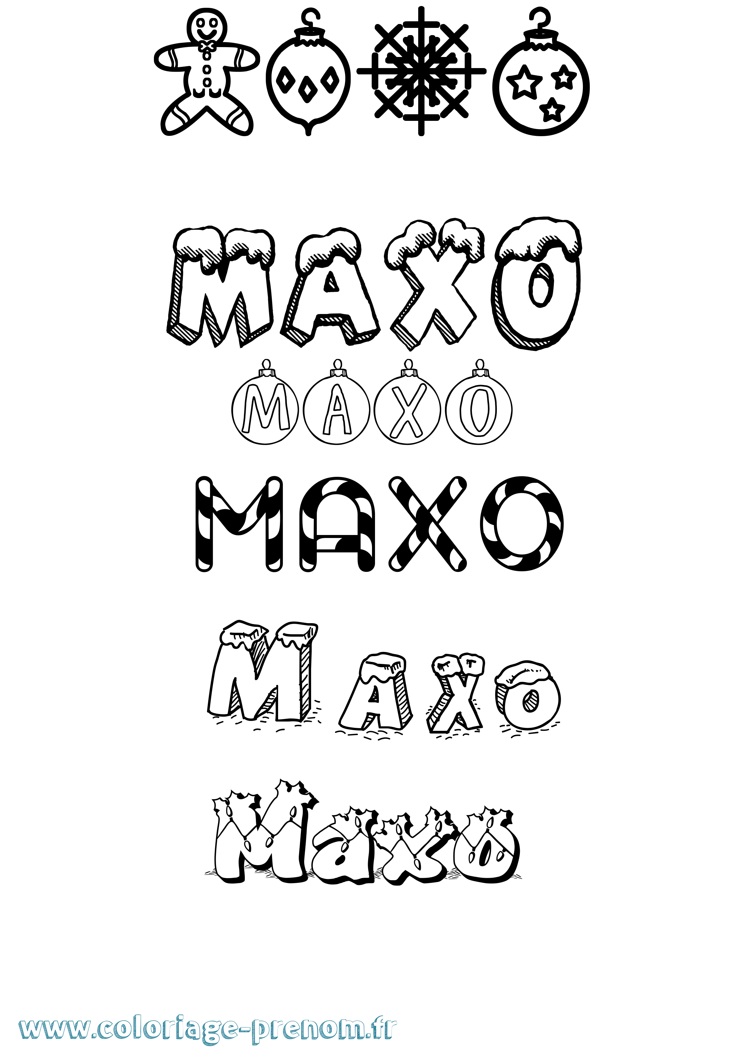 Coloriage prénom Maxo Noël