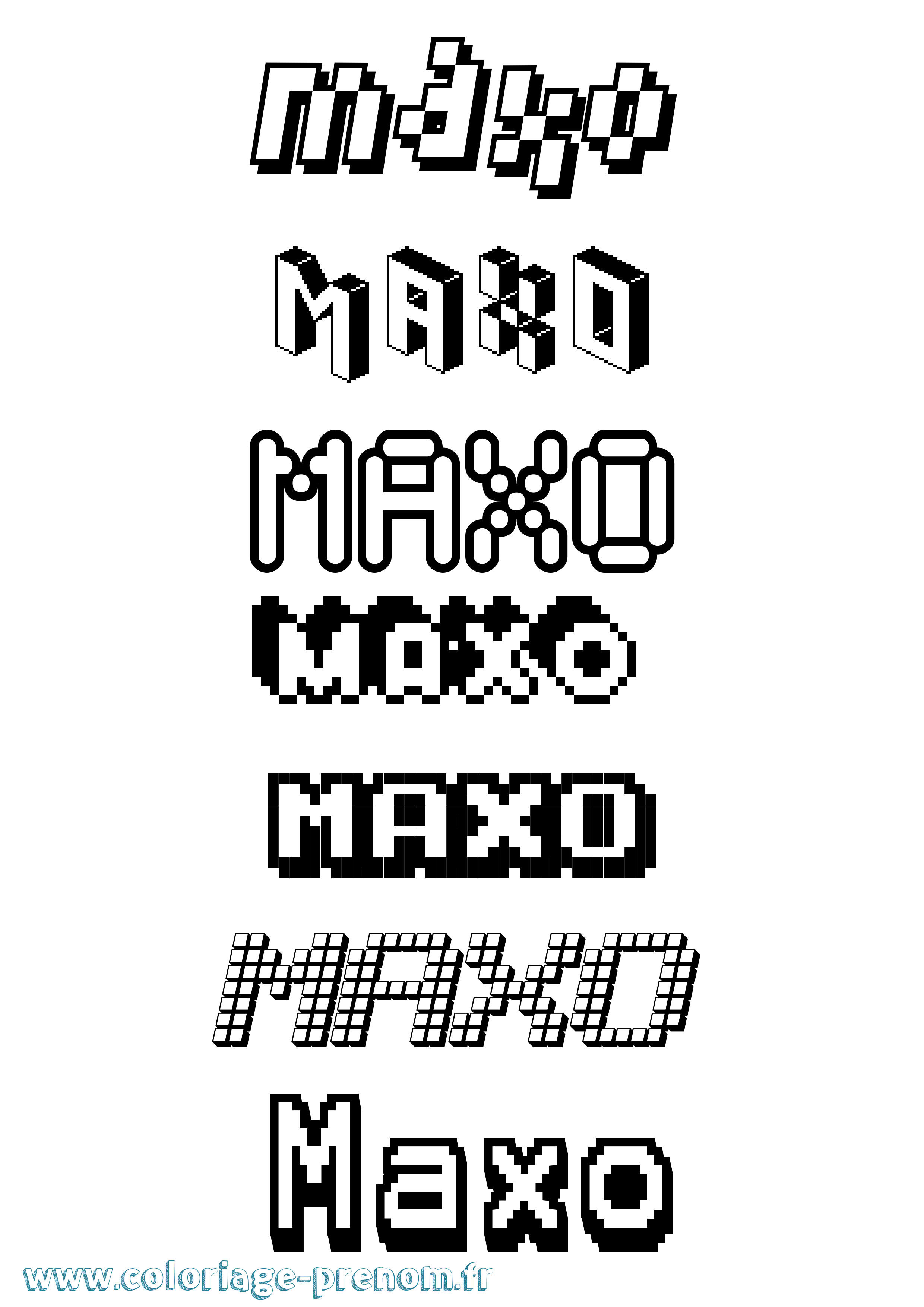 Coloriage prénom Maxo Pixel