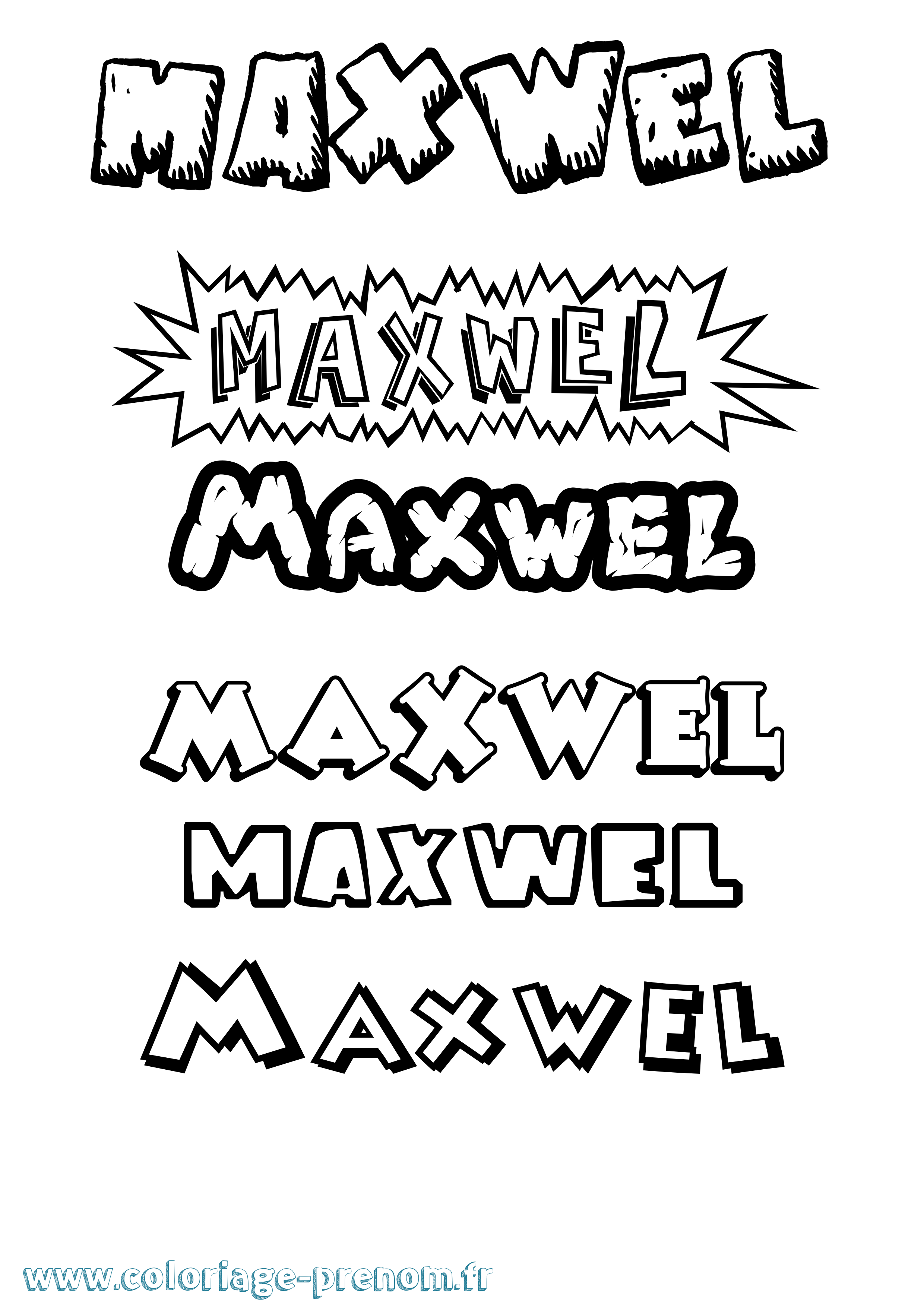 Coloriage prénom Maxwel Dessin Animé
