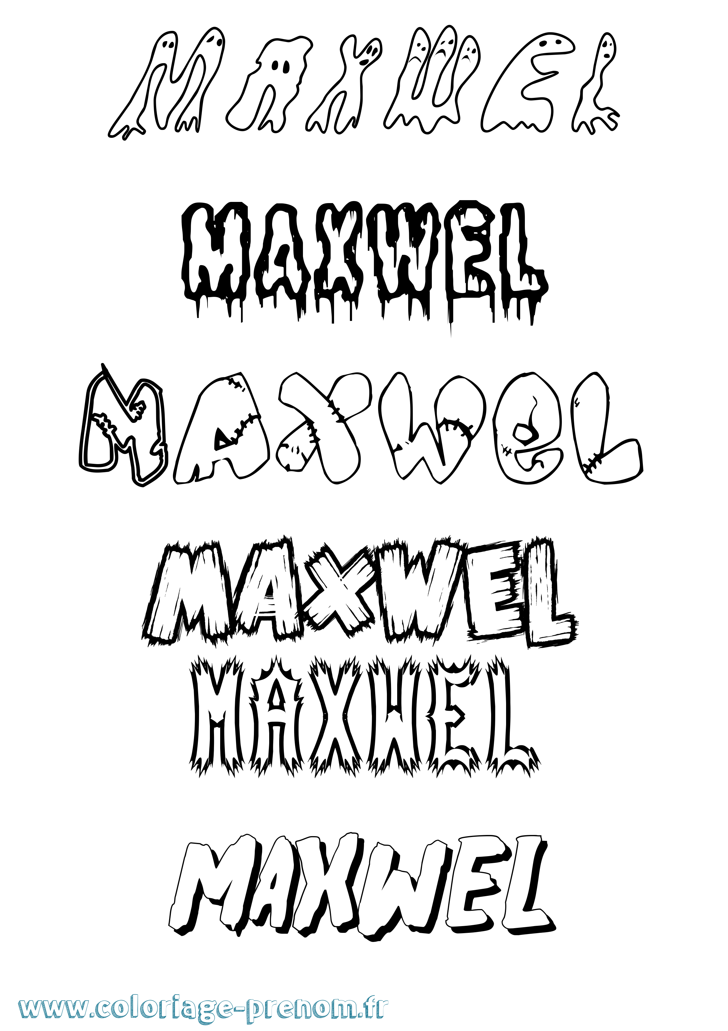 Coloriage prénom Maxwel Frisson