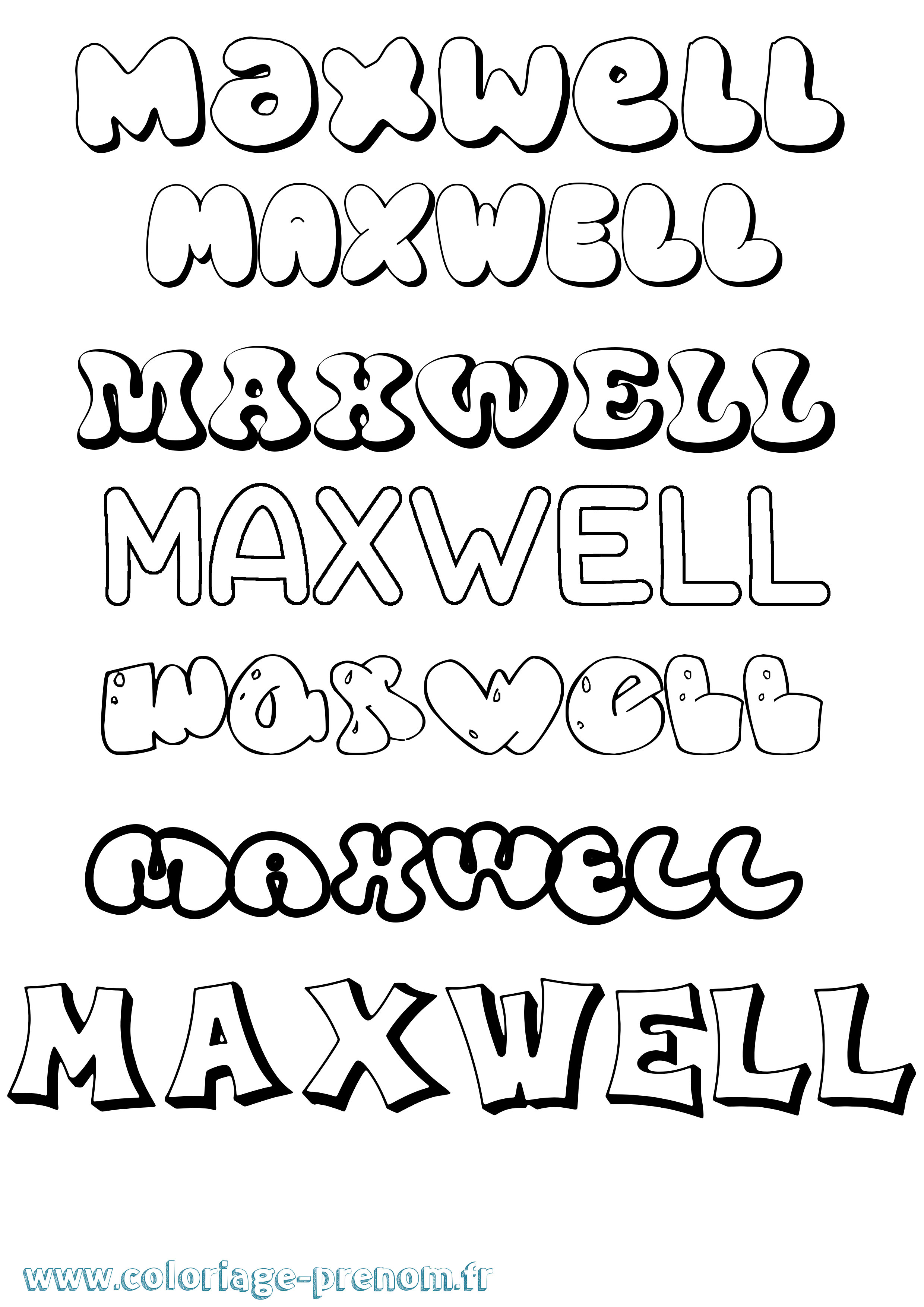 Coloriage prénom Maxwell Bubble