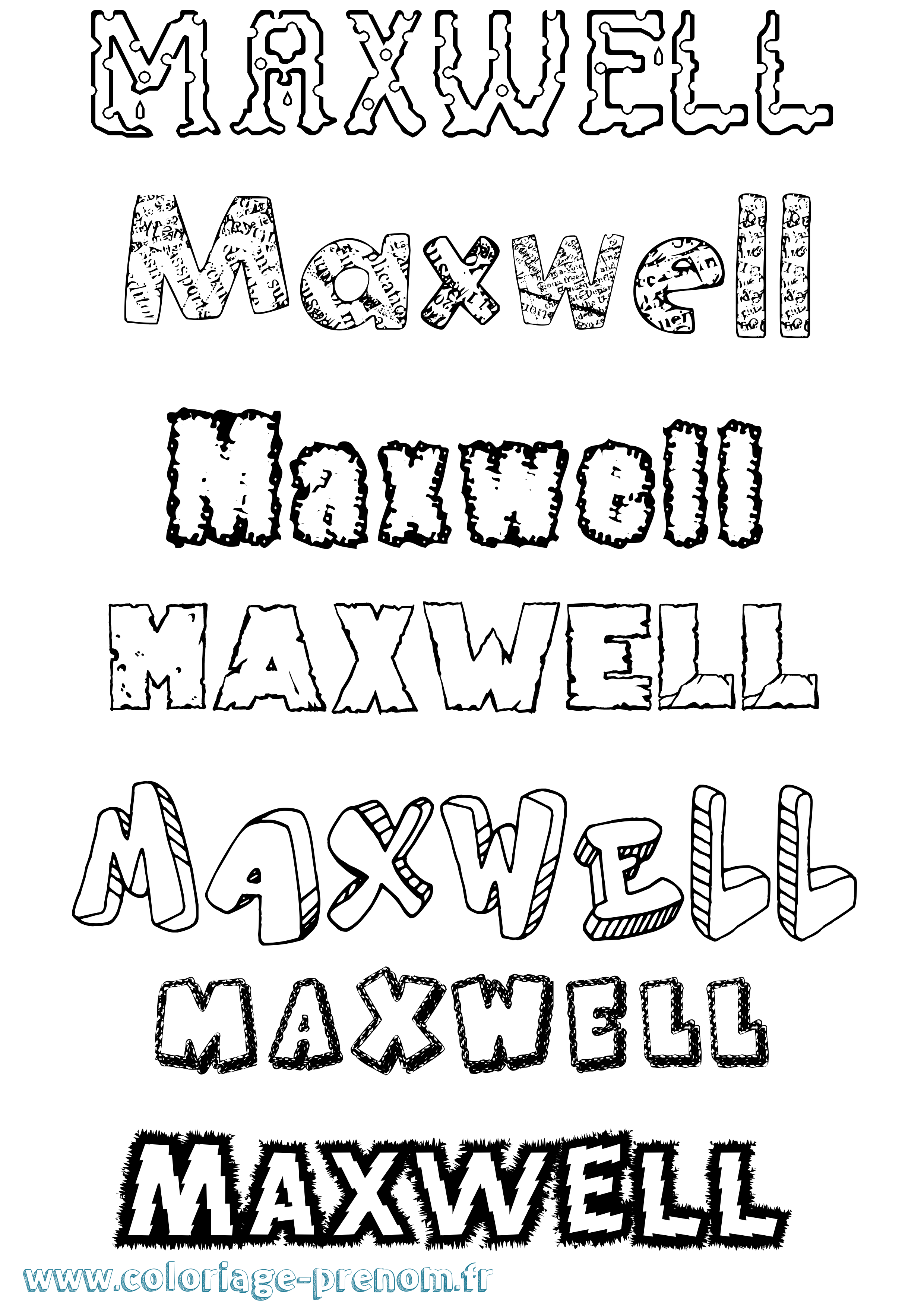 Coloriage prénom Maxwell Destructuré
