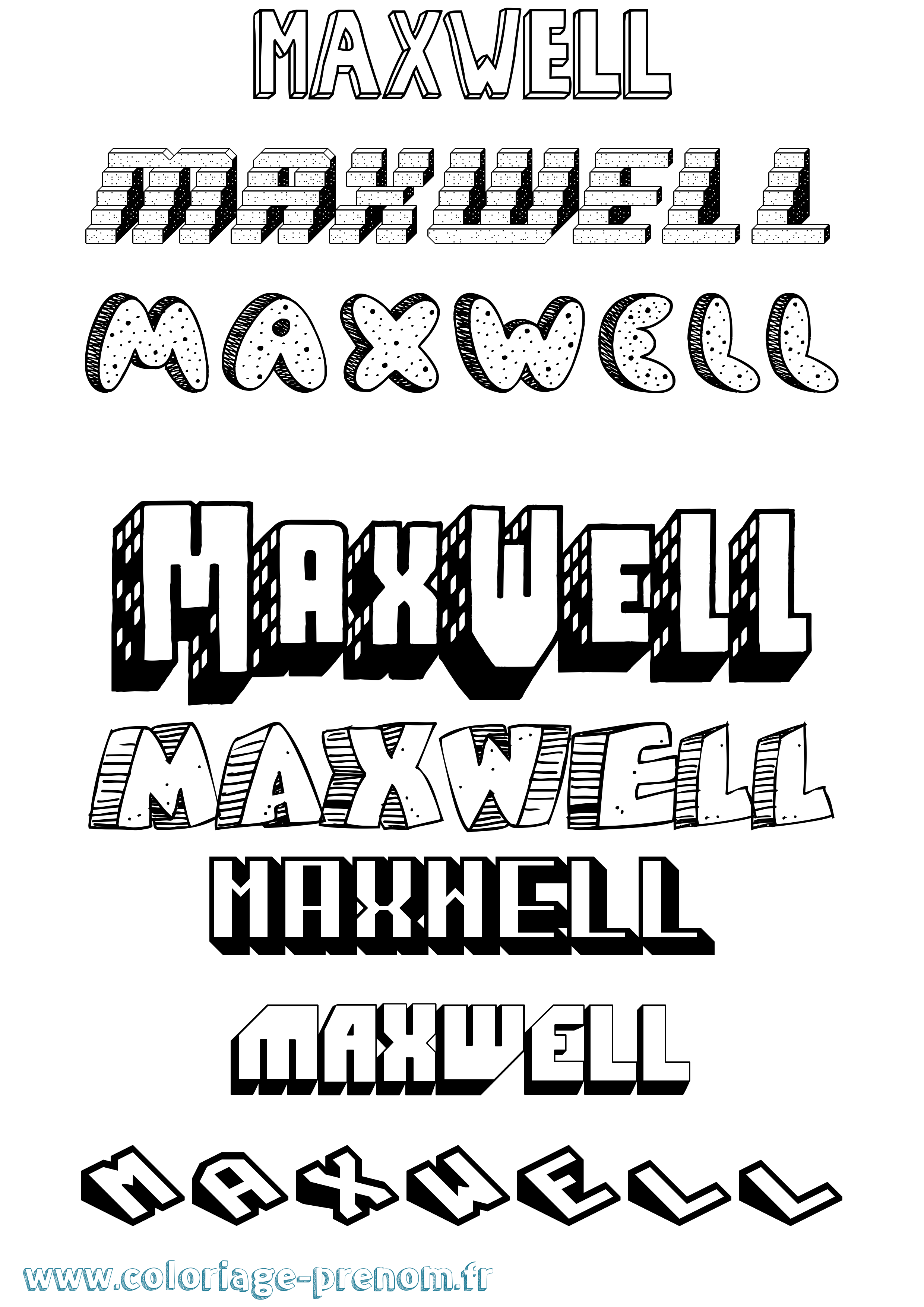 Coloriage prénom Maxwell Effet 3D