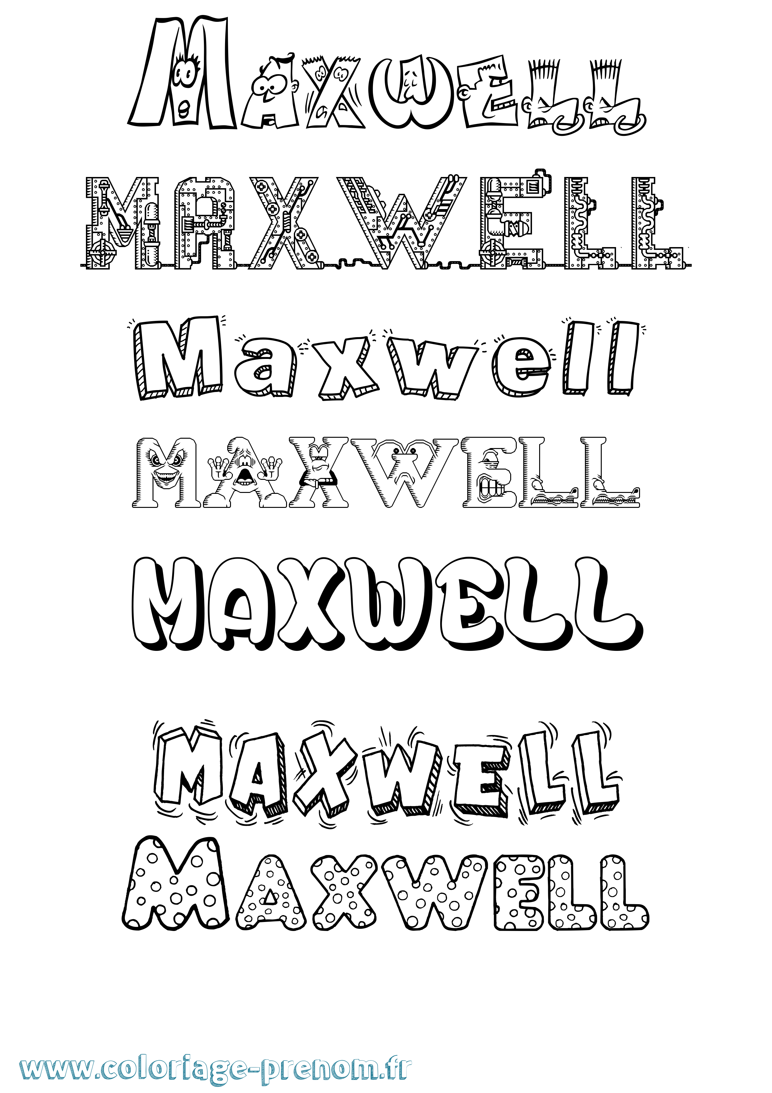 Coloriage prénom Maxwell Fun
