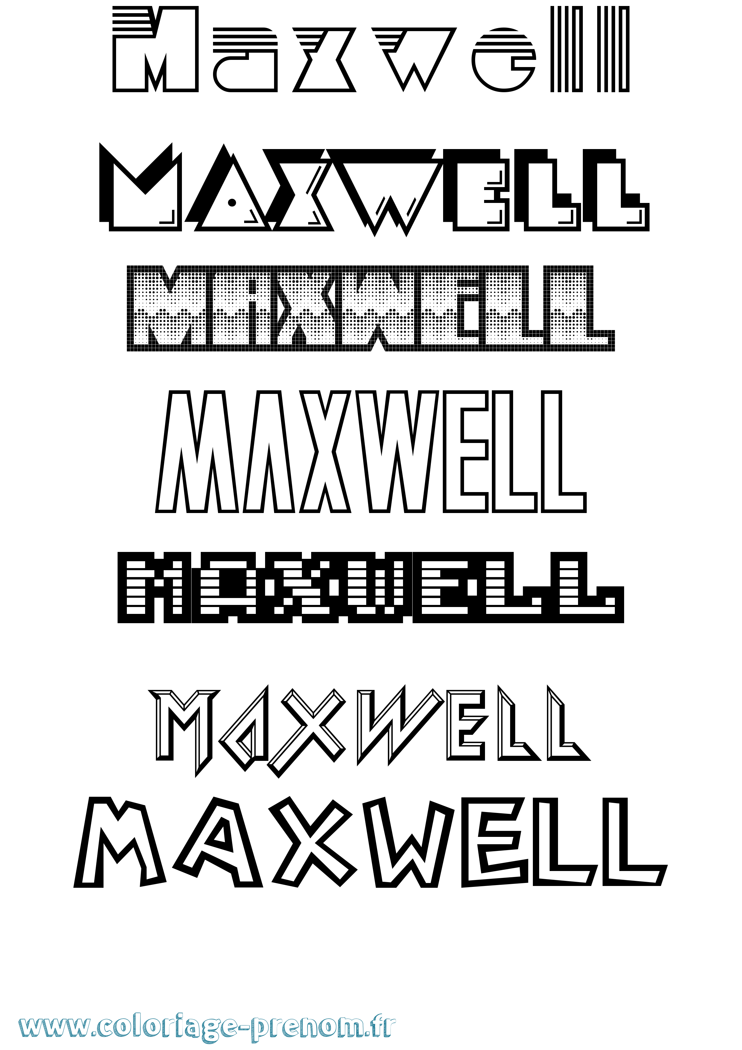 Coloriage prénom Maxwell Jeux Vidéos