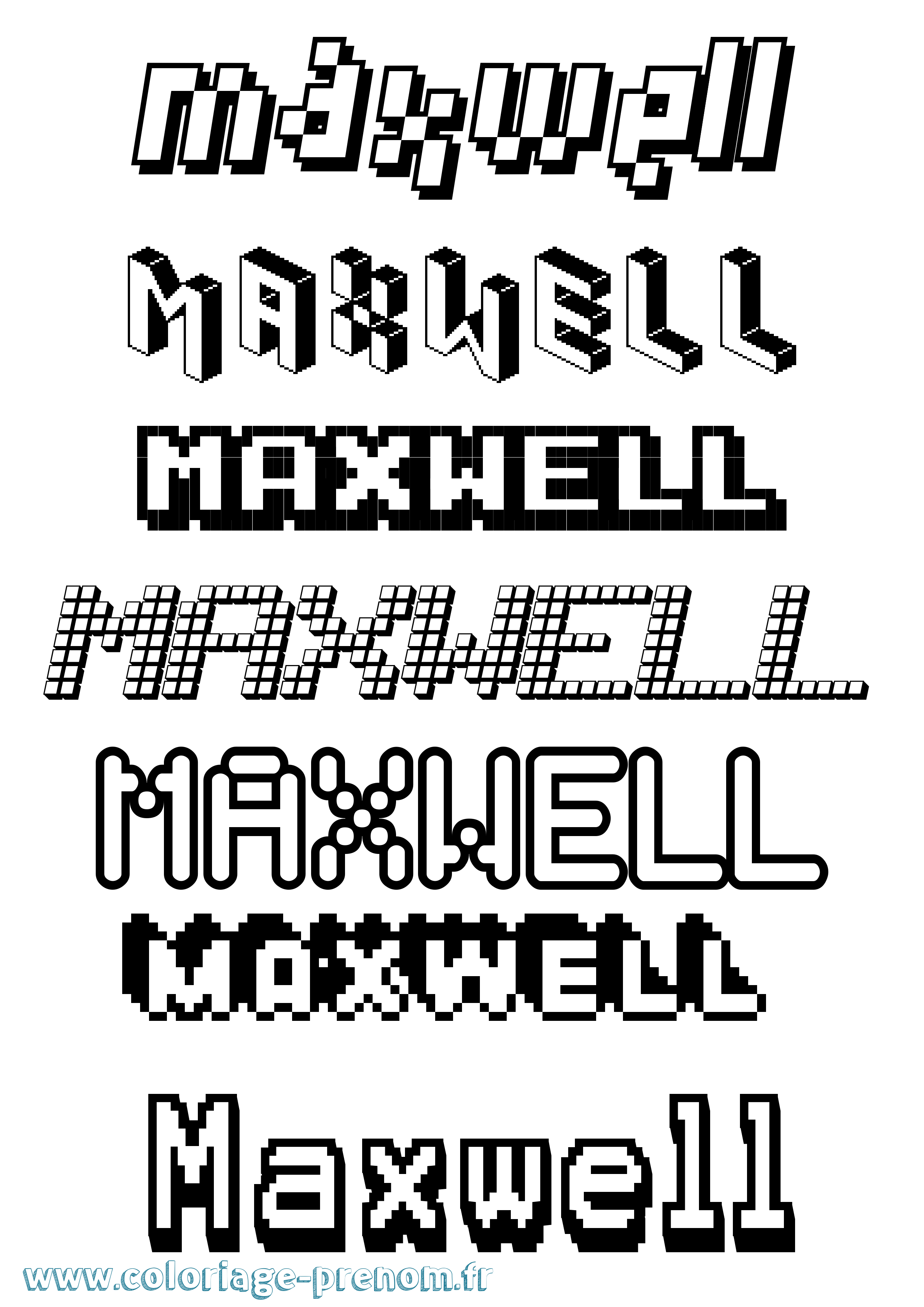 Coloriage prénom Maxwell Pixel